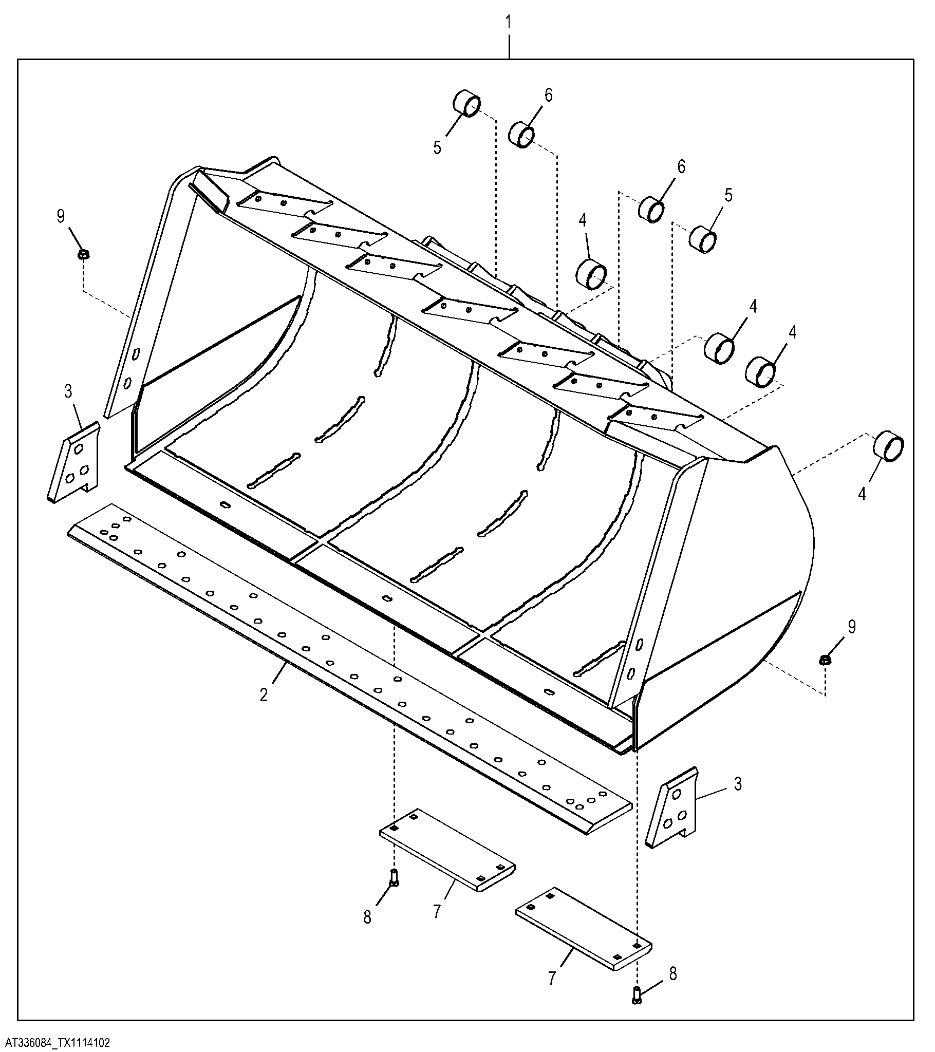 Light Material Bucket with Wear Plates, 5.9 m³ (7.75 yd³)
