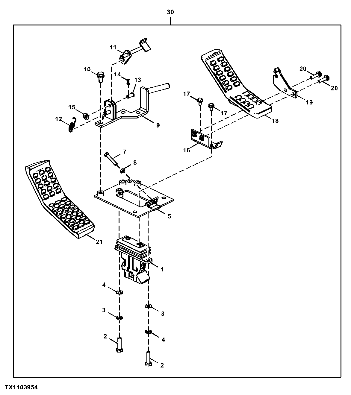 Auxiliary Travel Pilot Control Valve and Pedals