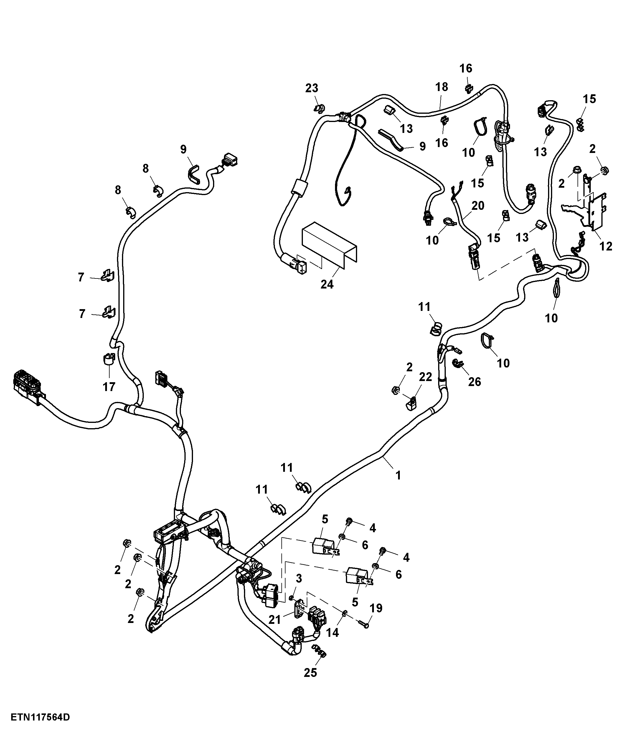 Wiring Harness, Front Chassis, W/O Front Controller, W/O Front PTO