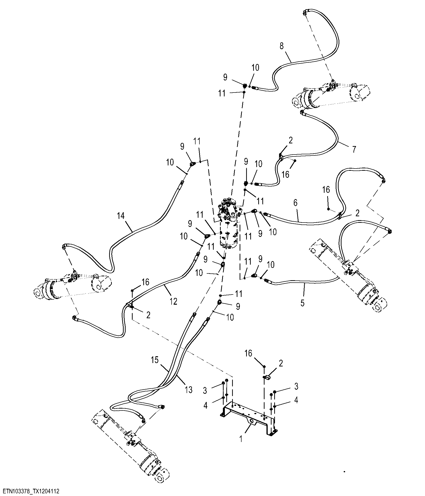Stabilizer Plumbing, 14 Pass Manifold, Circle Saw with Mobile Hydraulics, Lower Frame ( - 387068)