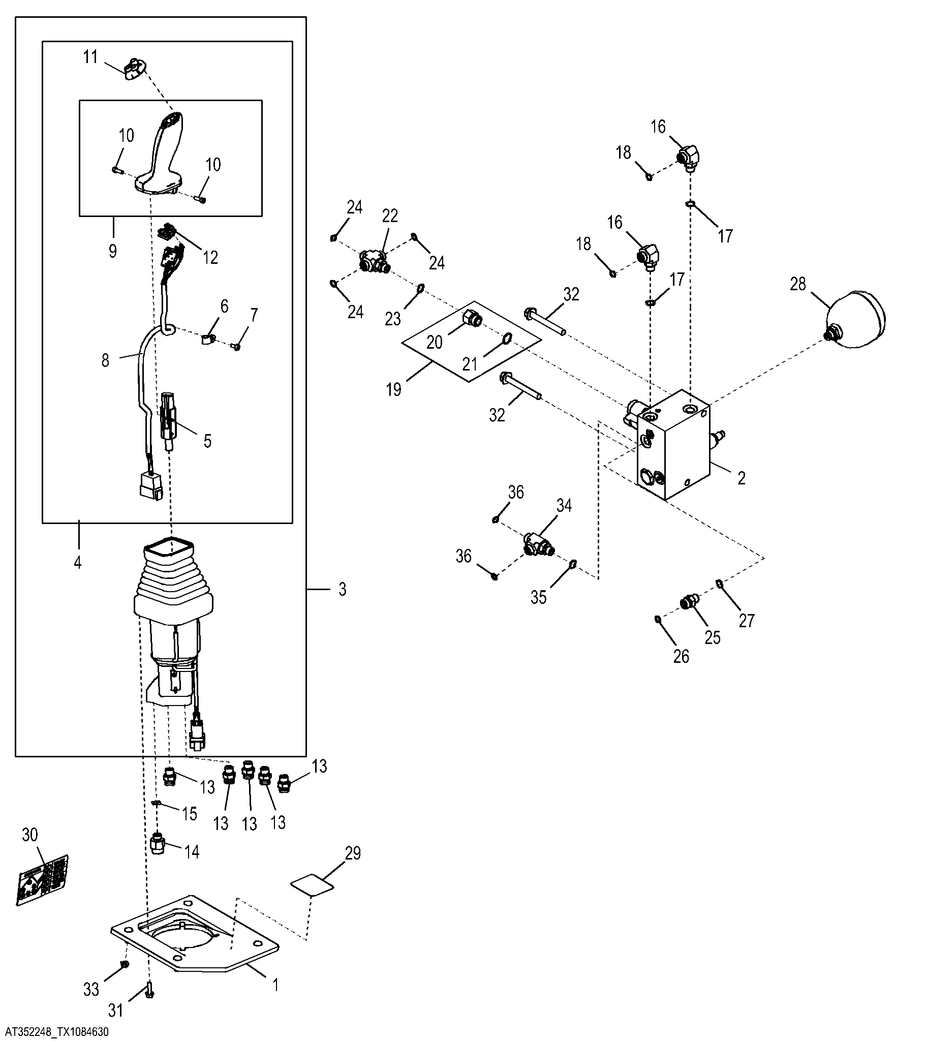Dual Axis Pilot Control W/O Front Auxiliary Hydraulic