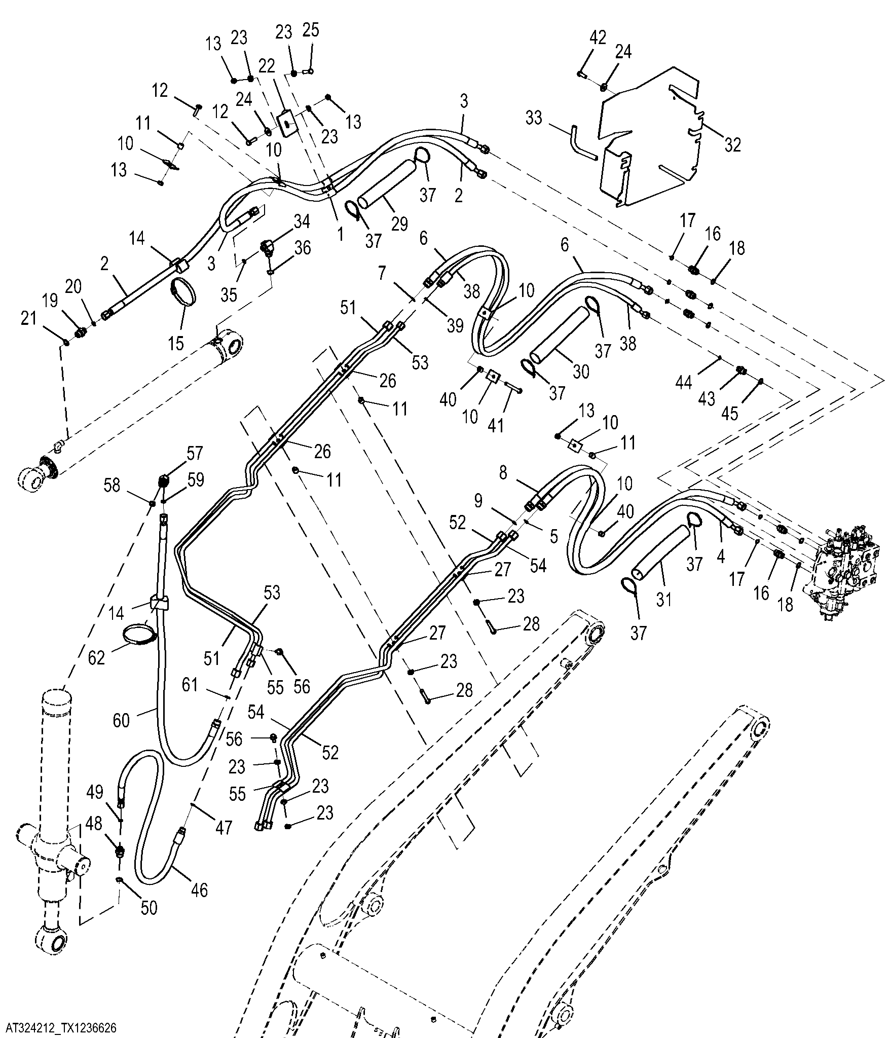 Loader Plumbing, 3-Function Right Side ( - 204987)