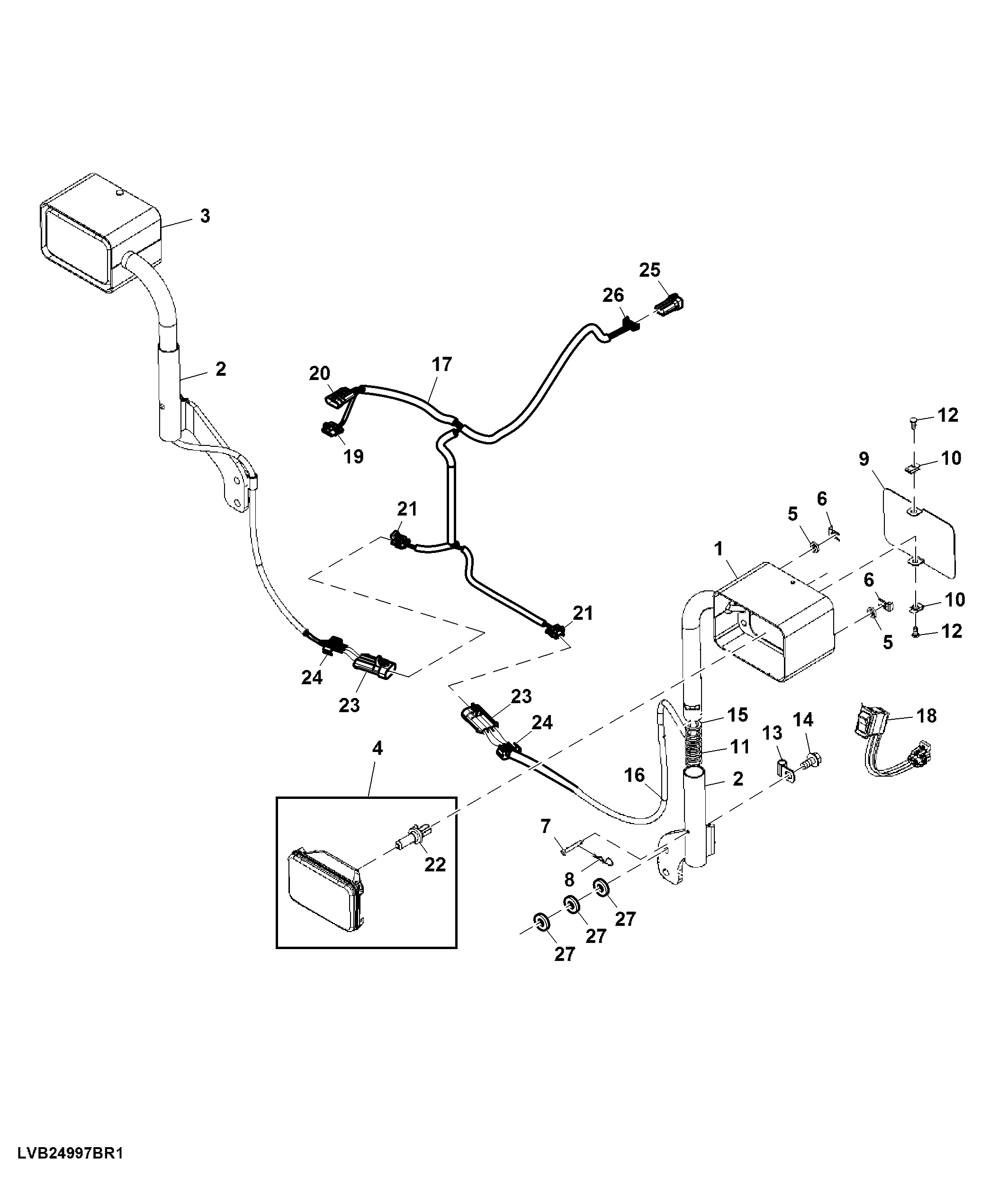 AUXILIARY DRIVING LIGHT, WITH FRONT LOADER ONLY