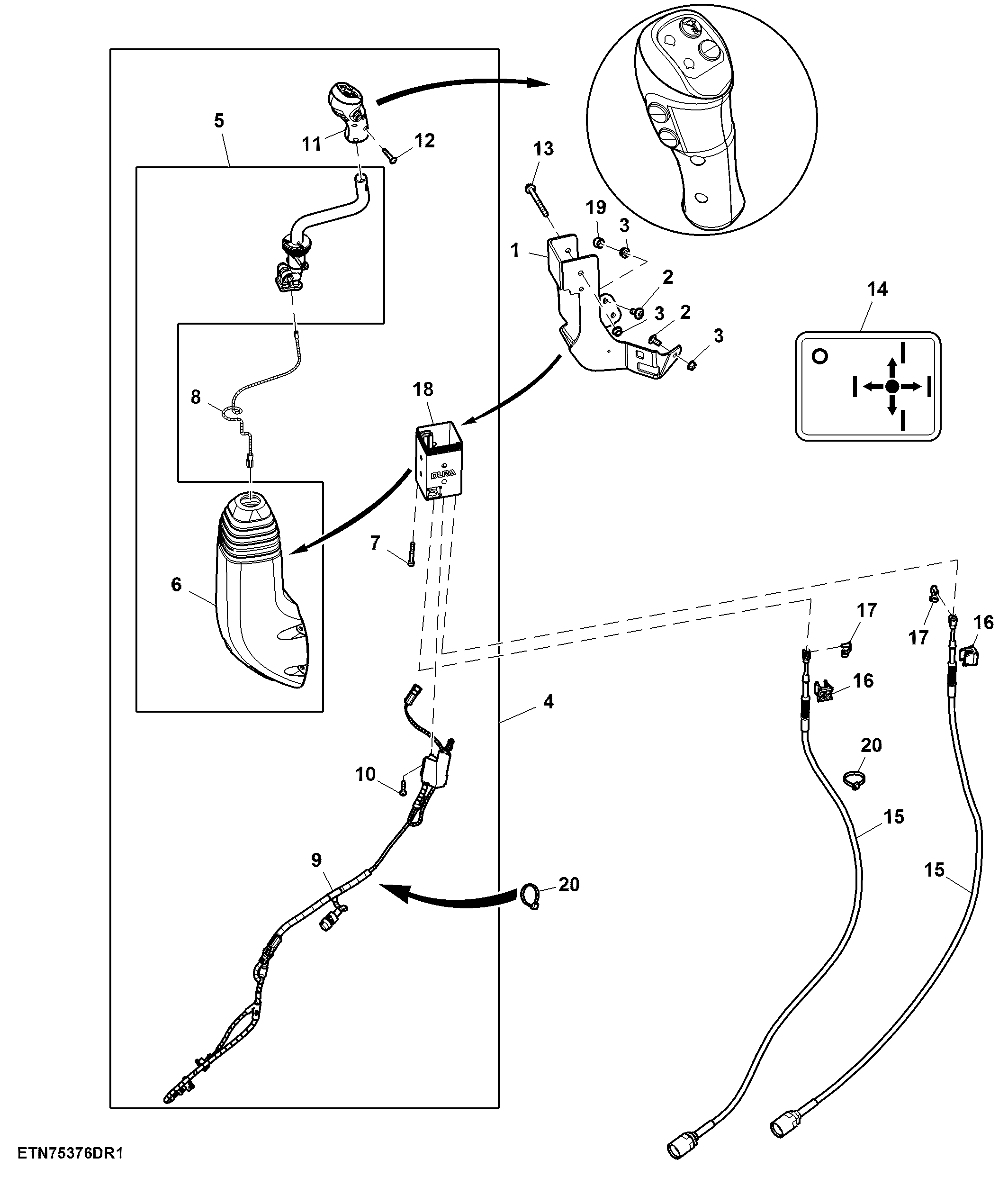 Multi-Function Lever, Mechanical ICV, W/ 3-Functions, W/ Diverter Shifting, W/ Memo Button, W/ Front-Loader Dampening