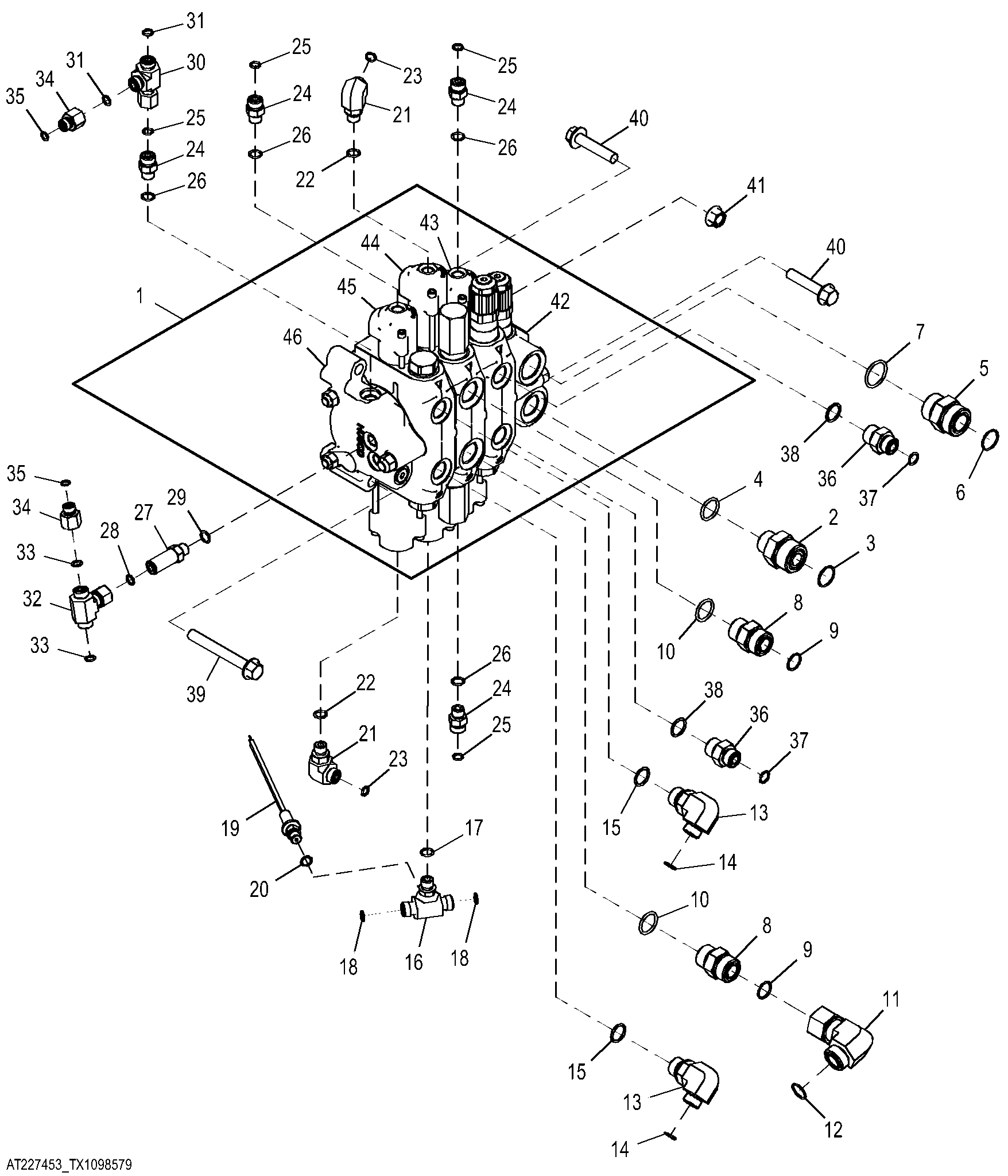 Hydraulic Control Valve, 3 Spool, Outside Dozer (OSD)