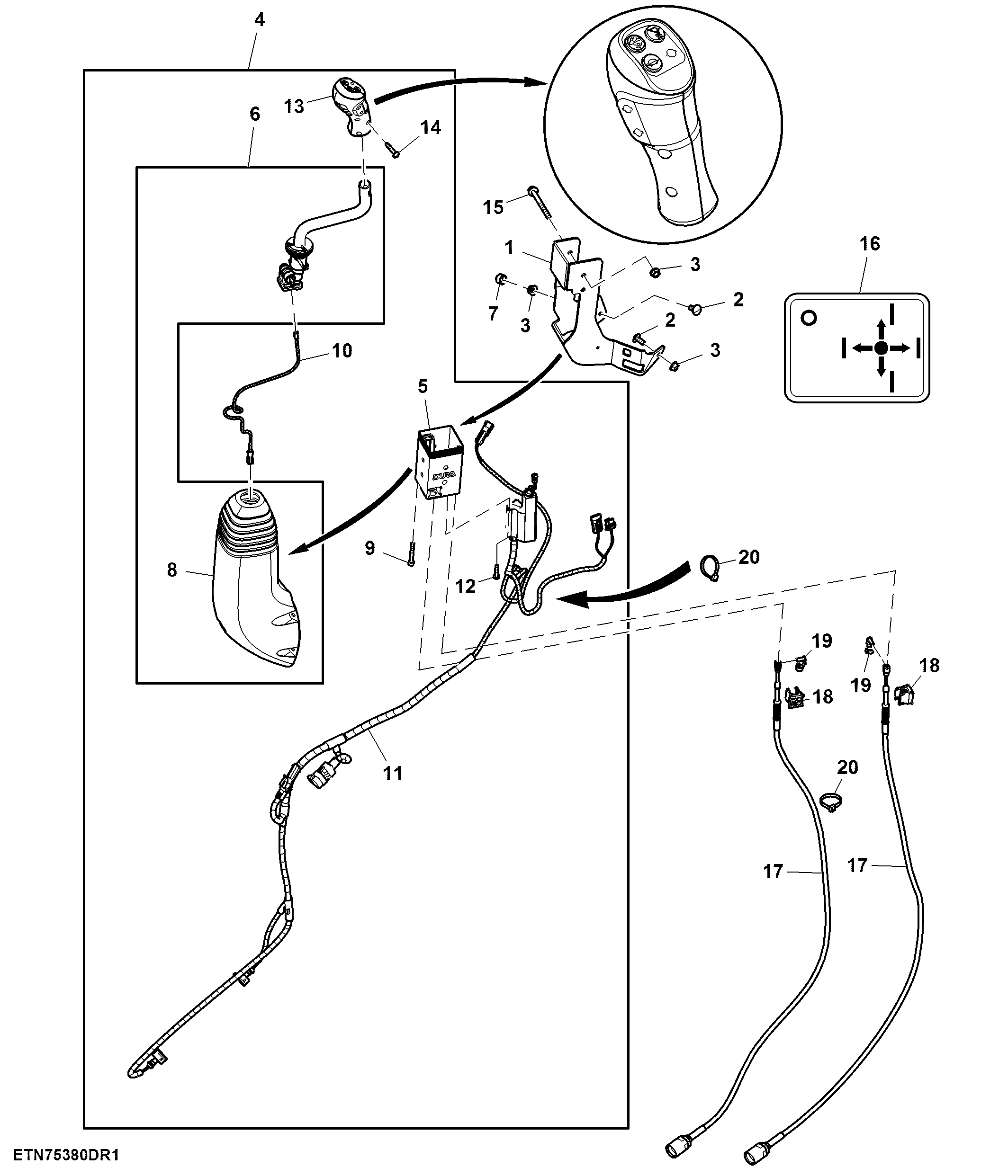 Multi Function Lever, Mechanical ICV, W/ 3-Functions, W/ Front-Loader Dampening, W/ Gear Shift Switches