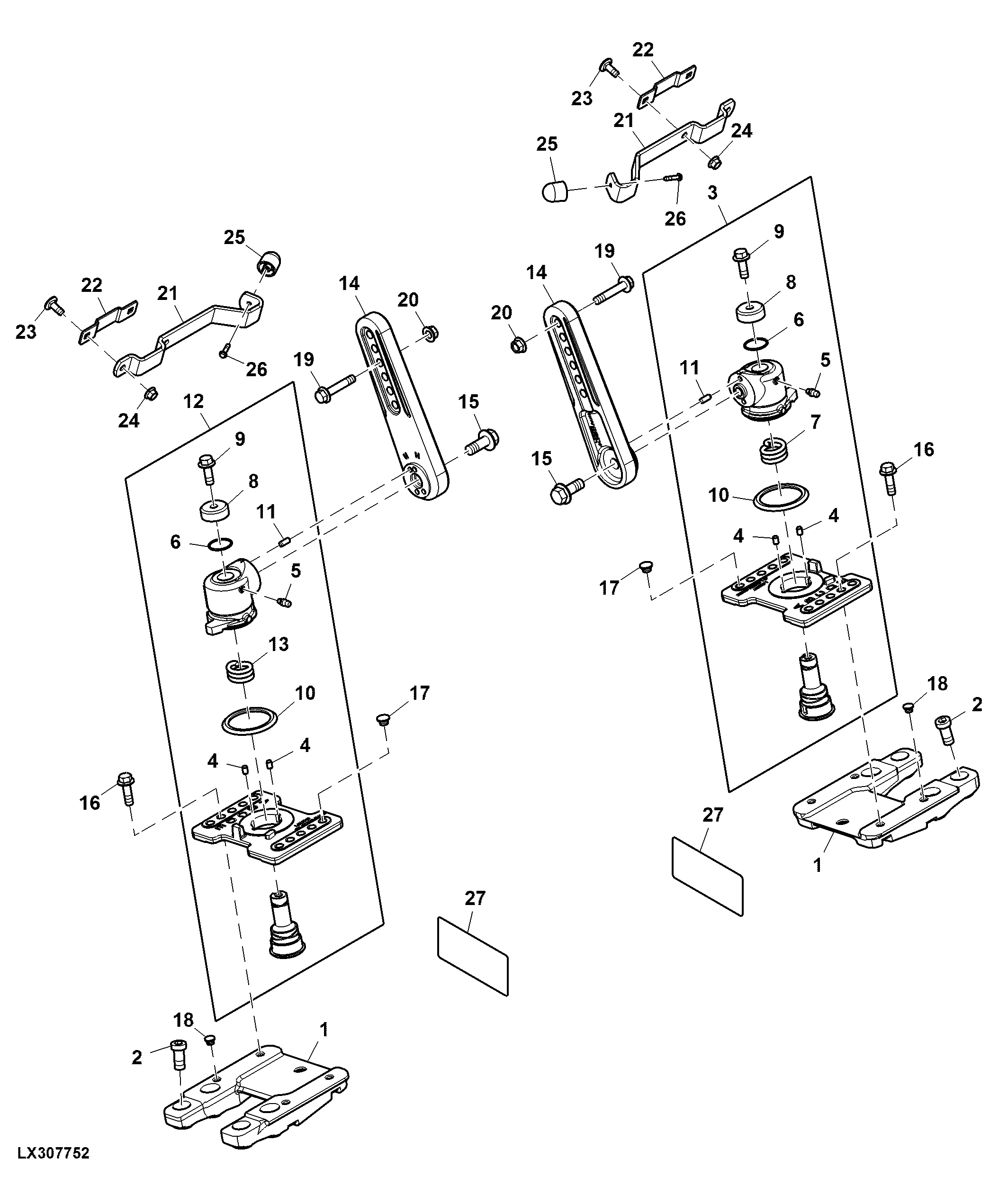 Mounting Parts, Front Fender, Conversion Kit, Rigid to Pivot