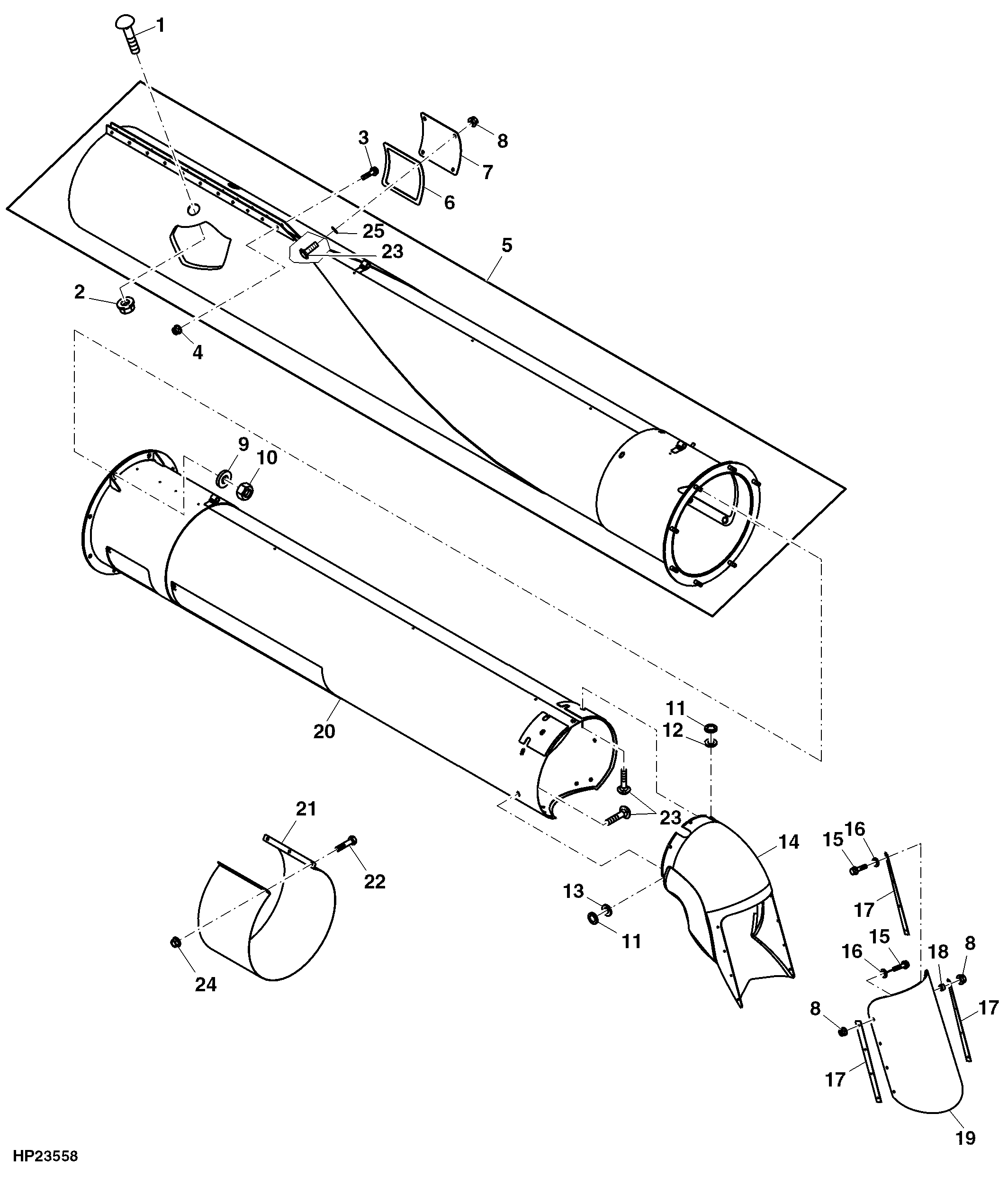 HORIZONTAL UNLOADING AUGER HOUSING (21.5 FT.) (EXPORT)