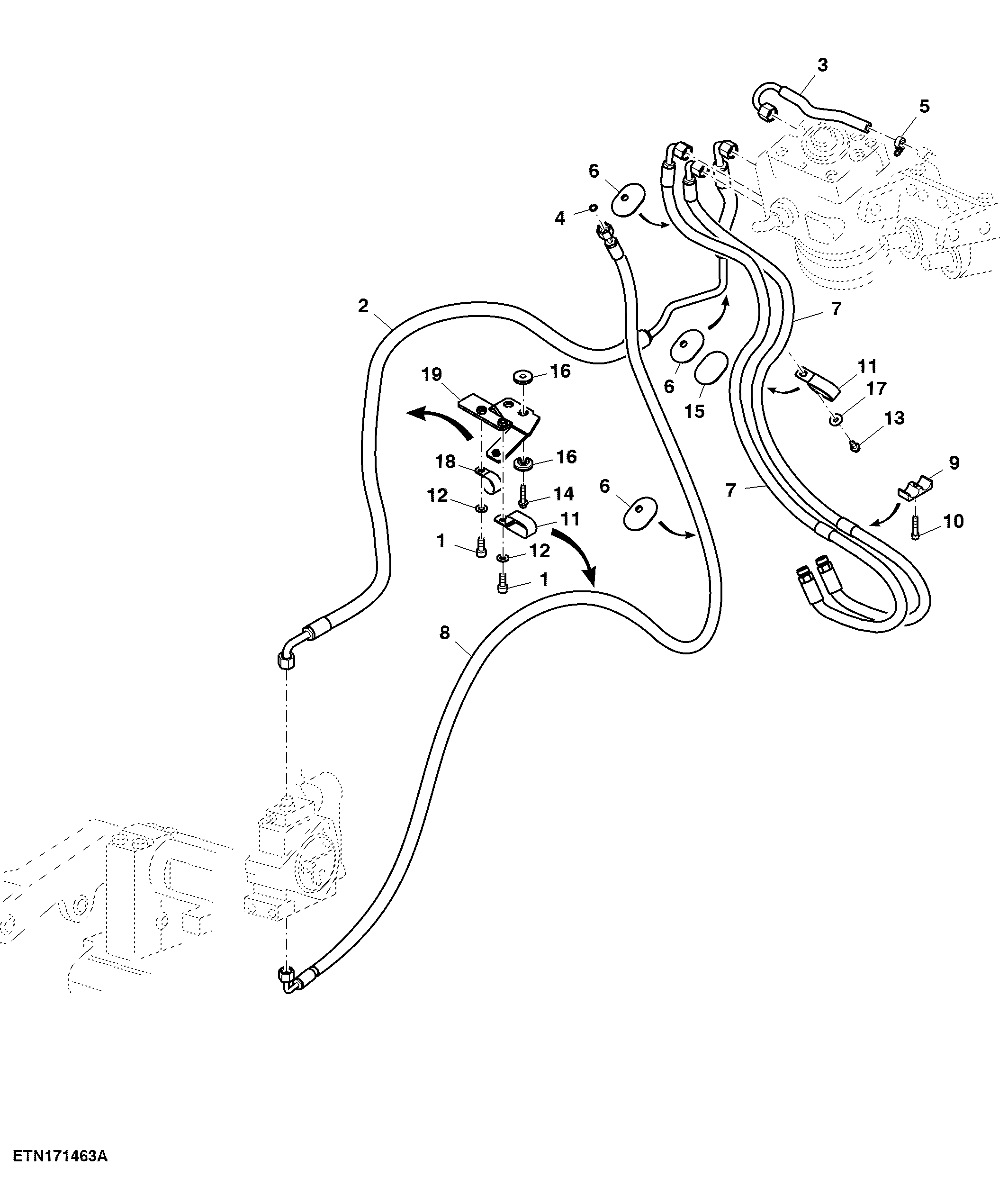 Hydrostatic Steering Oil Line, Cab (005672 - )