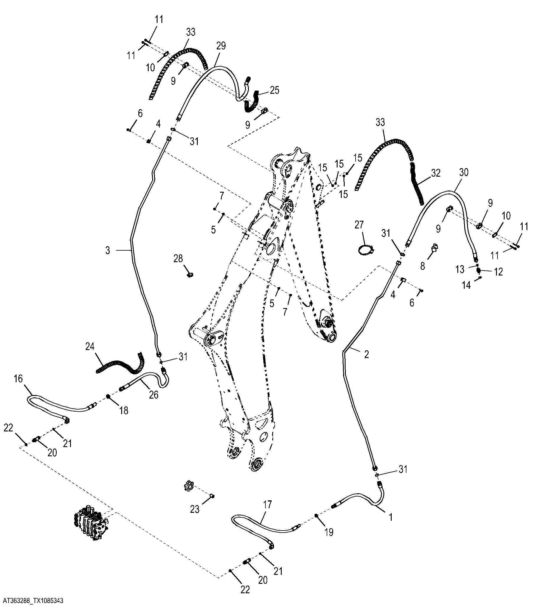 Bucket Cylinder Hydraulics (Standard Dipperstick)