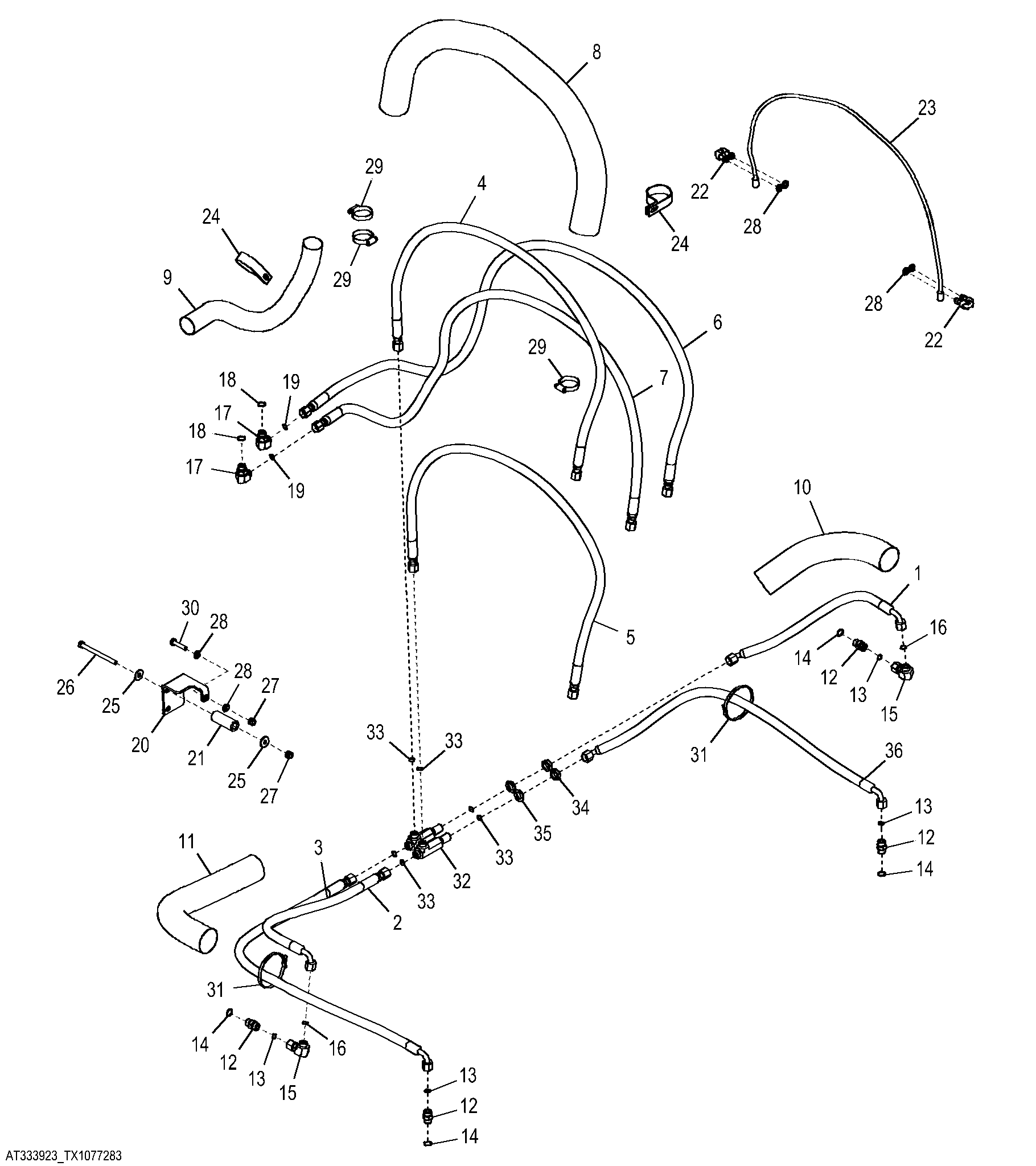 Blade Tilt and Angle Cylinder Plumbing (182078 - )