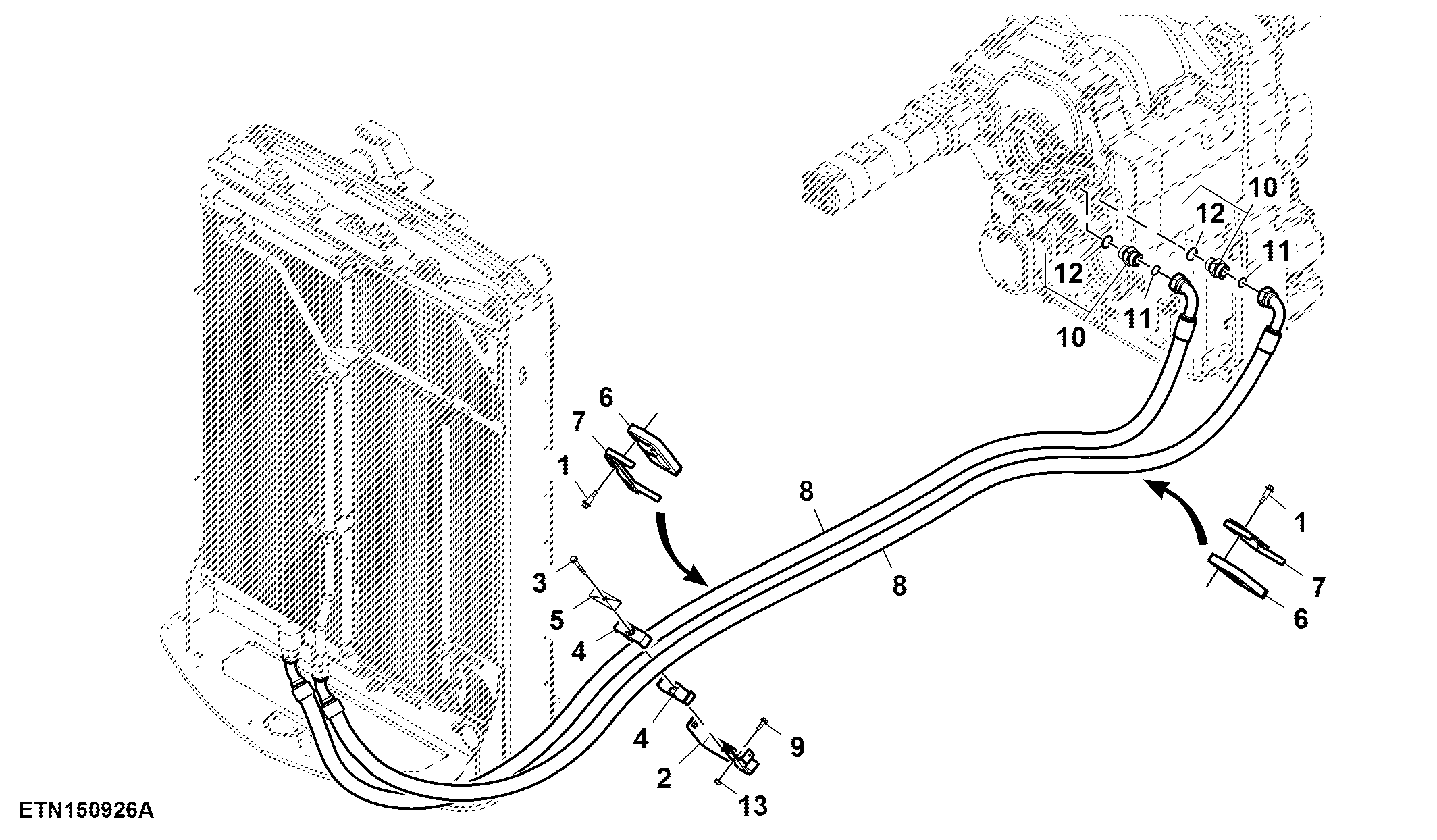 Oil Cooler Lines, 13.5 / 9.0 L Engine (802000 - )