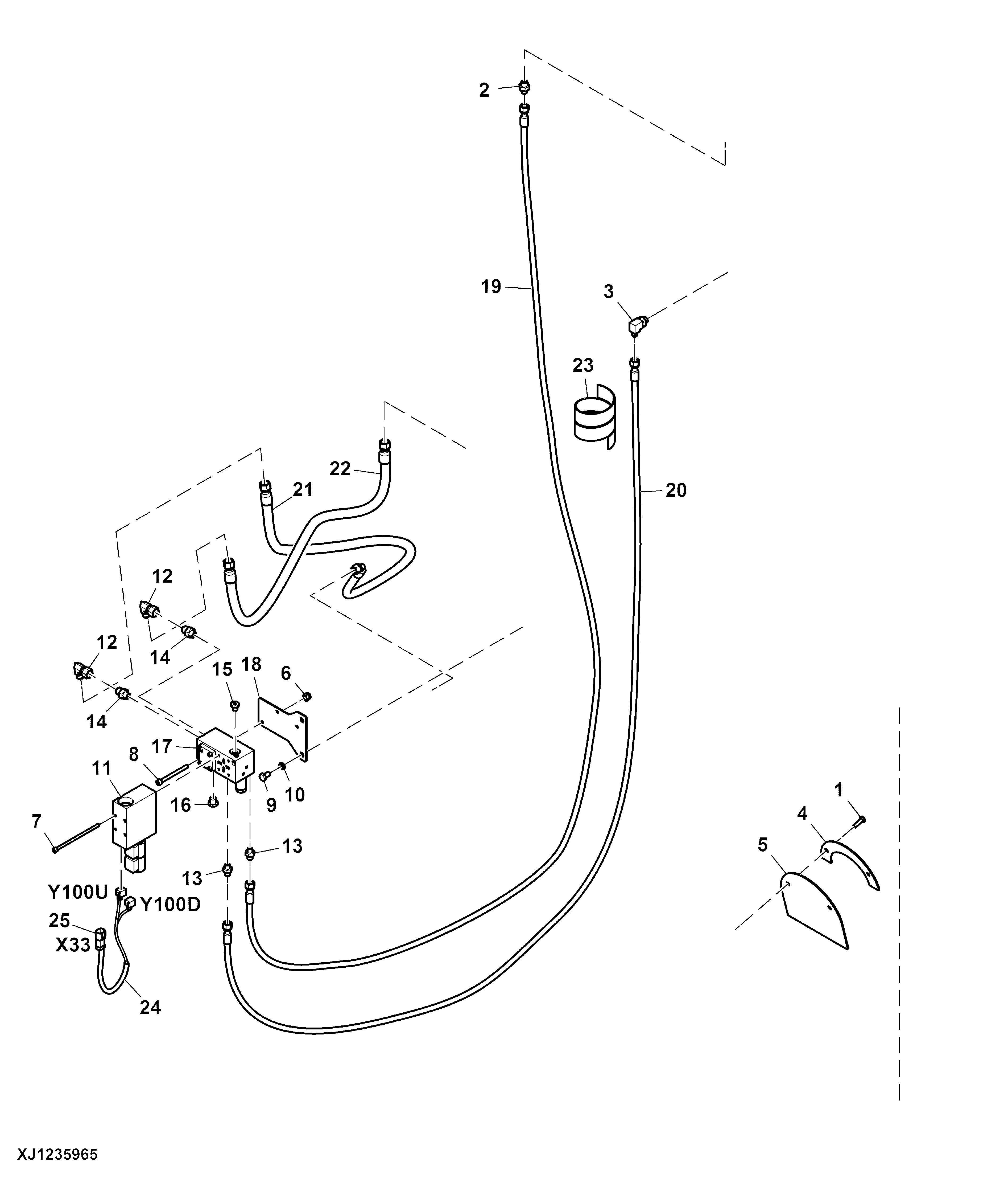 Headboard Hydraulic Lines, Fixed W/ Extension