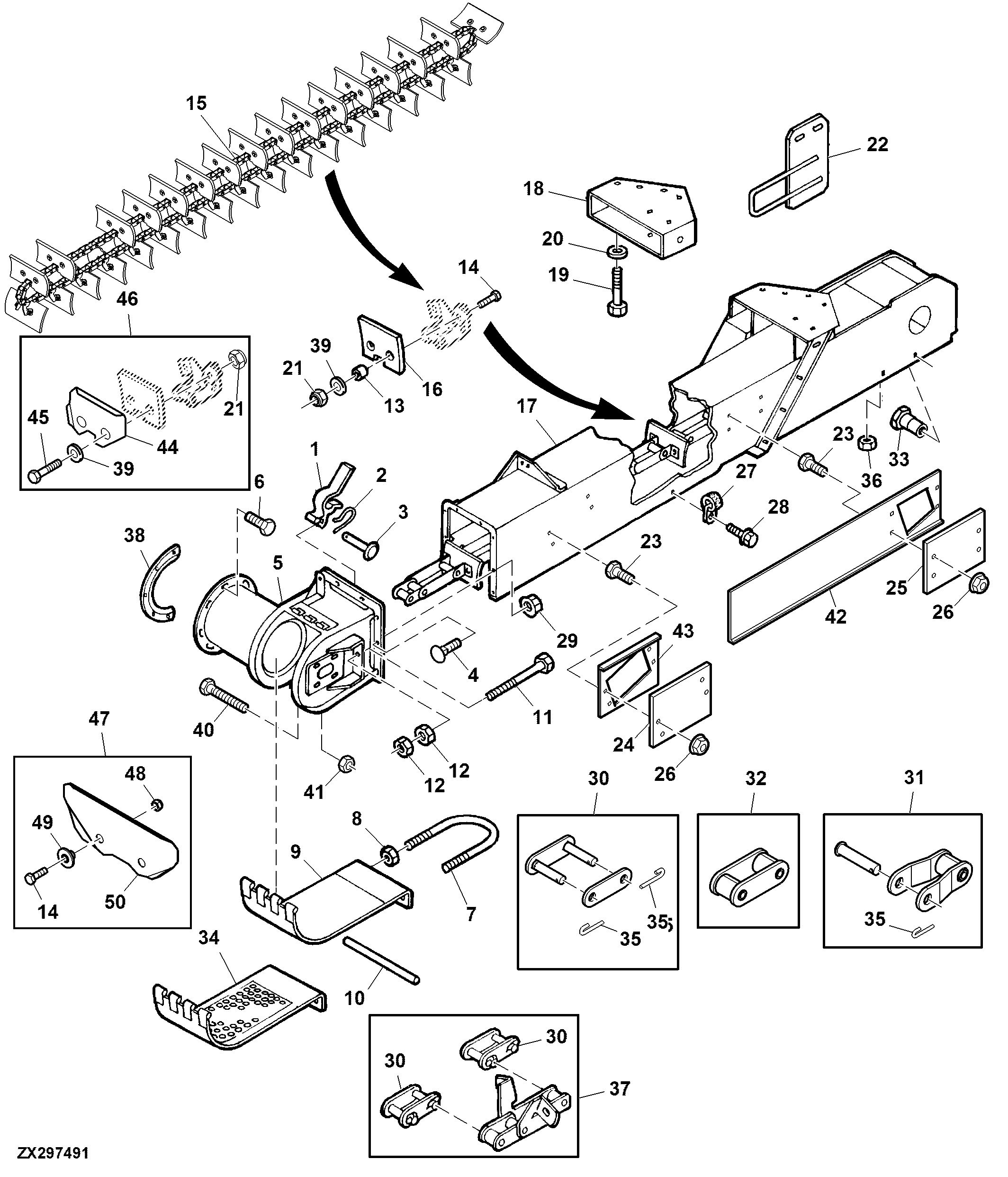 LOWER CLEAN GRAIN ELEVATOR AND CONVEYOR CHAIN