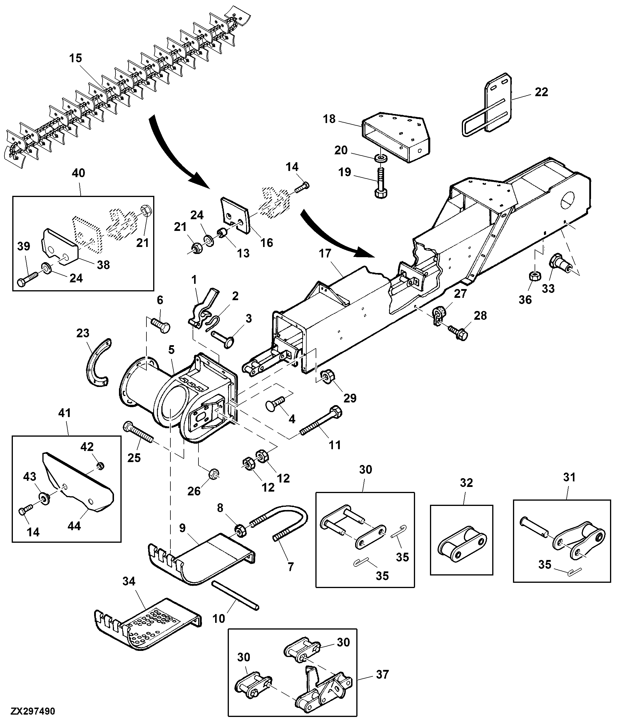 LOWER CLEAN GRAIN ELEVATOR AND CONVEYOR CHAIN
