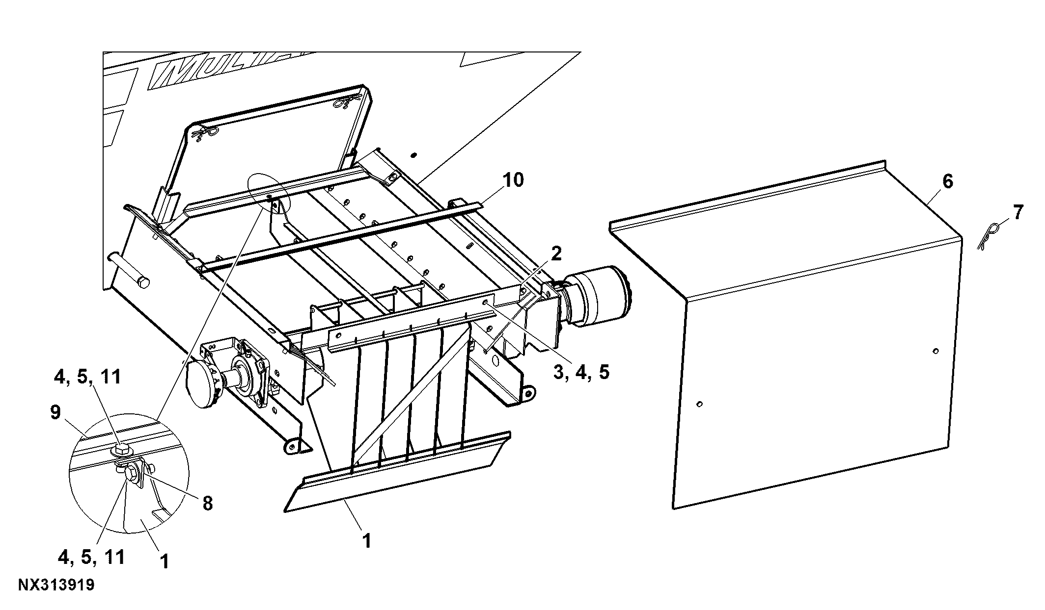Second Product Bin Hillside Divider and Conveyor Cover, Style 1