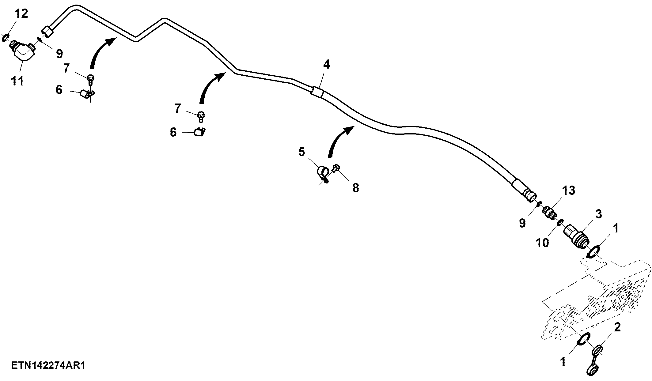Implement Motor Case Drain Line, SCV Power Beyond, Standard Flow
