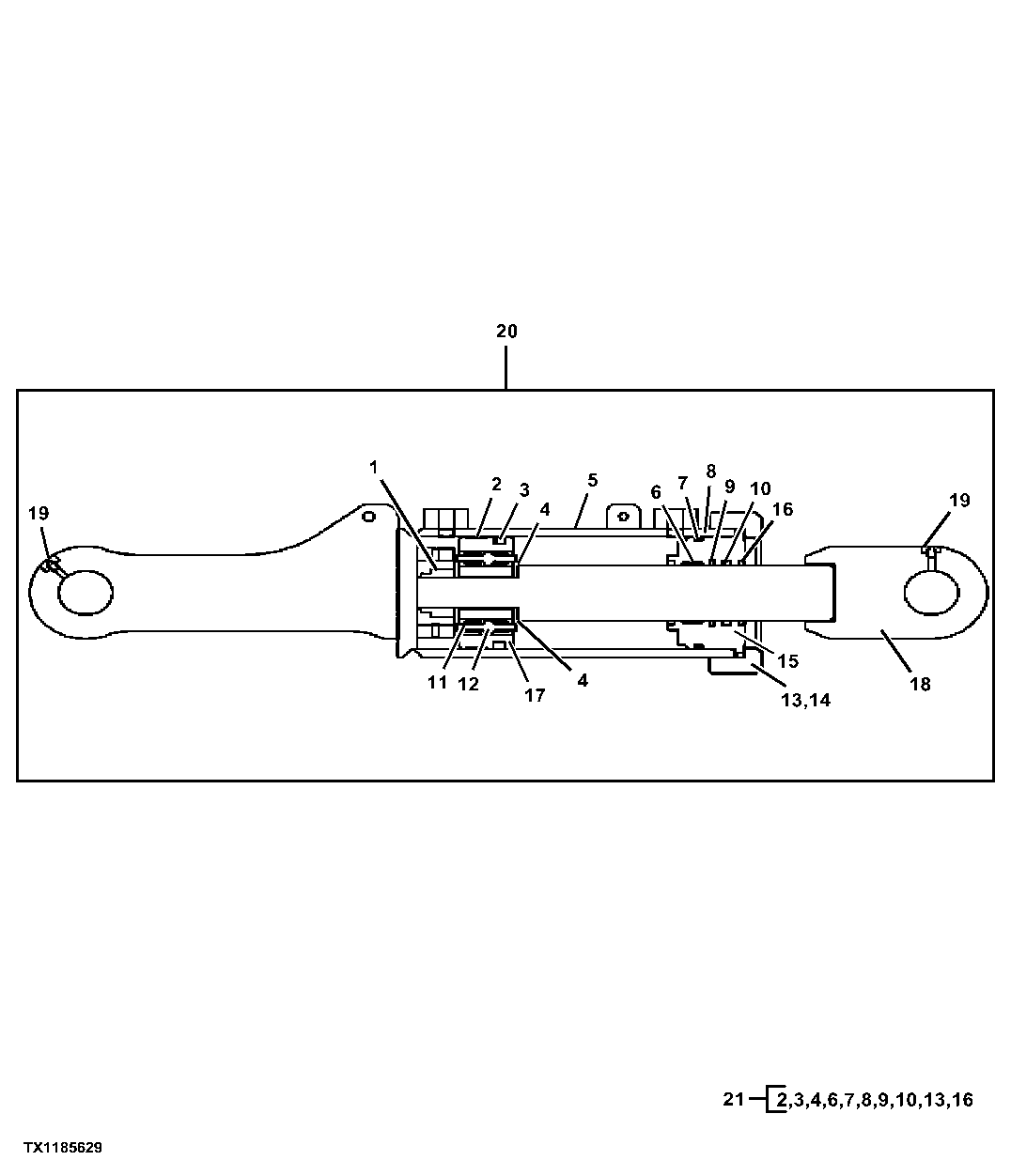 Tilt Cylinder Components, Mechanical Angle ( - 351230)
