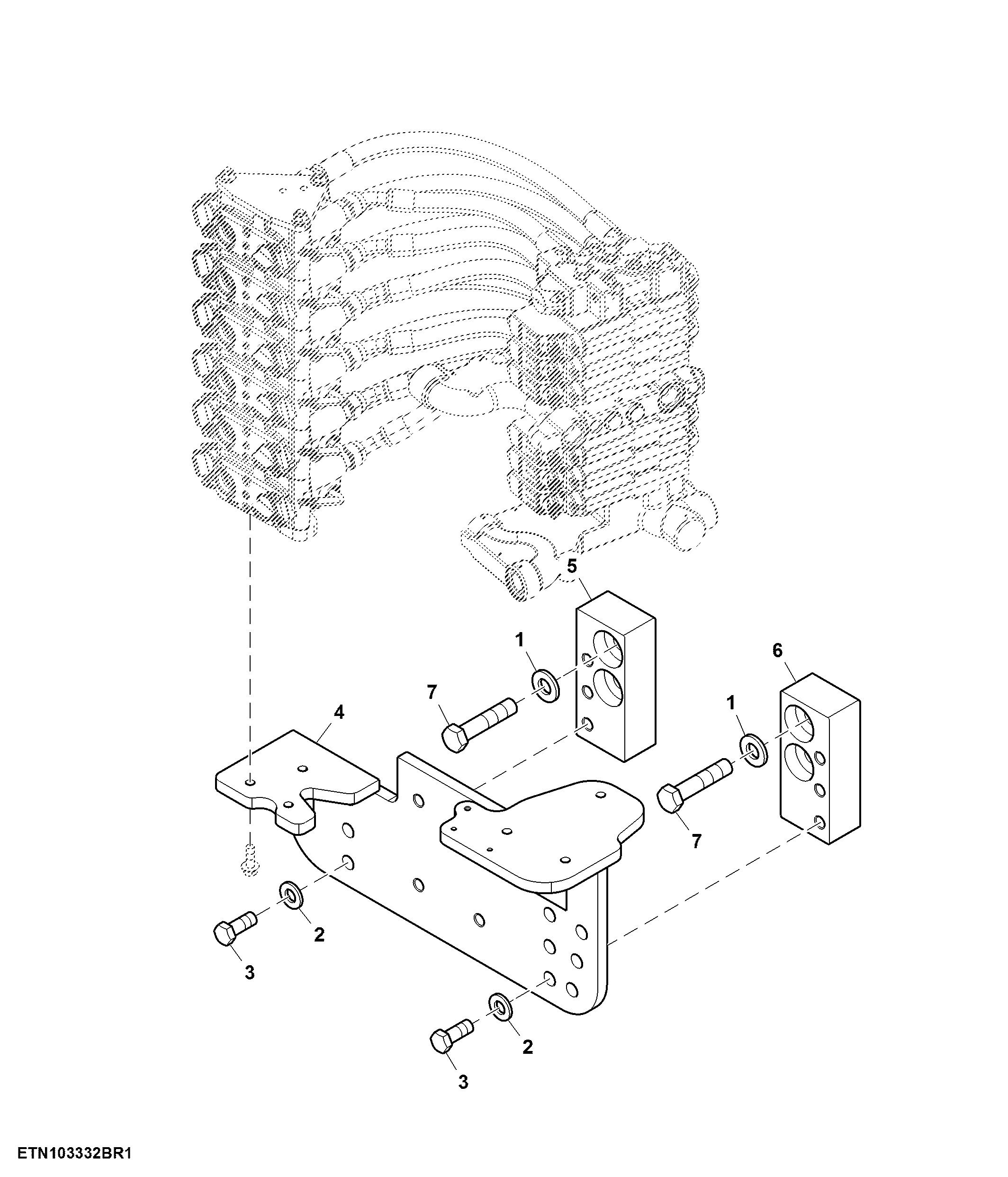 Rear SCV Mounting Parts, Short Drawbar Support, 0.75" Rear Coupler (For Scraper)