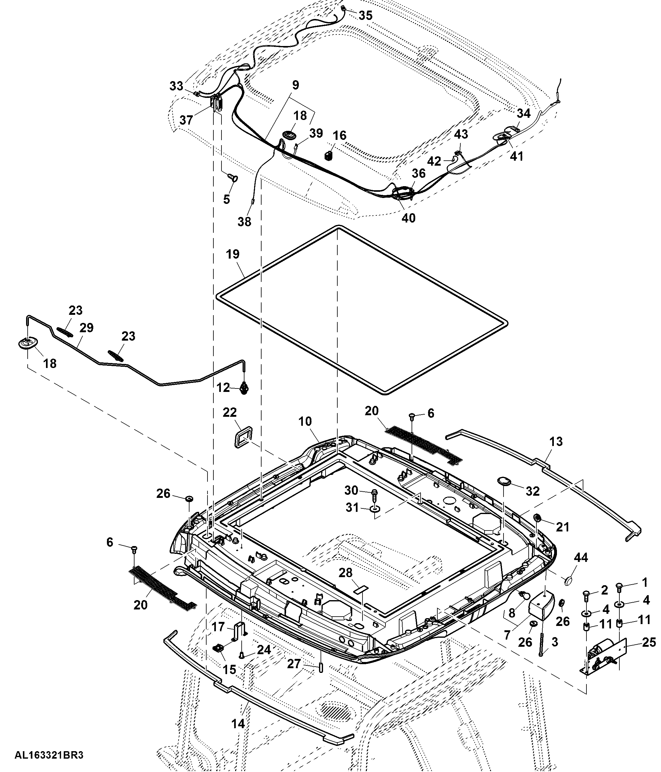 Inner Roof, W/ Front Wiper Motor, W/ Working Lights