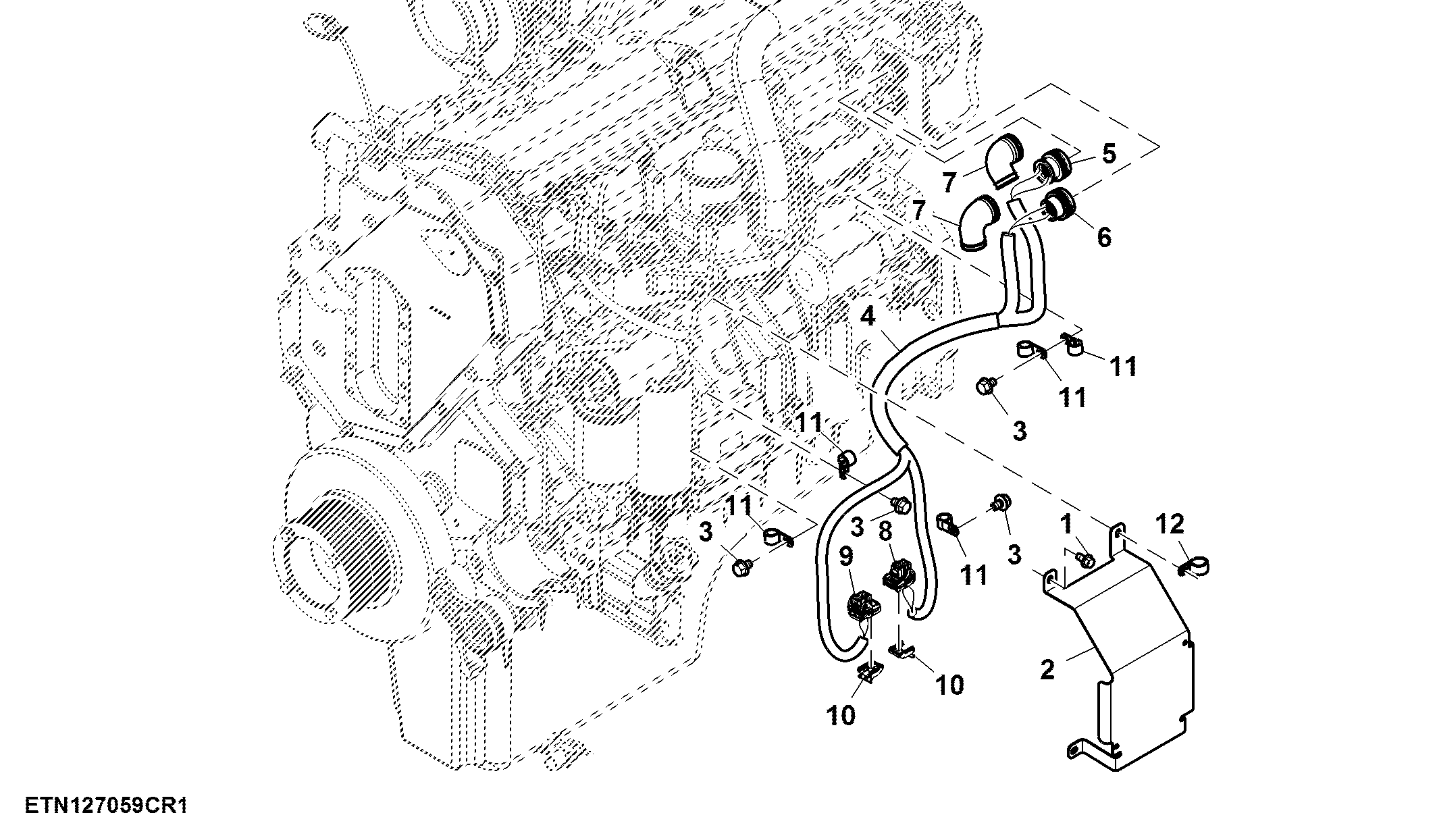 ECU Shield and Sensor Wiring Harness, 13.5 L, T3 Engine (807001 - )