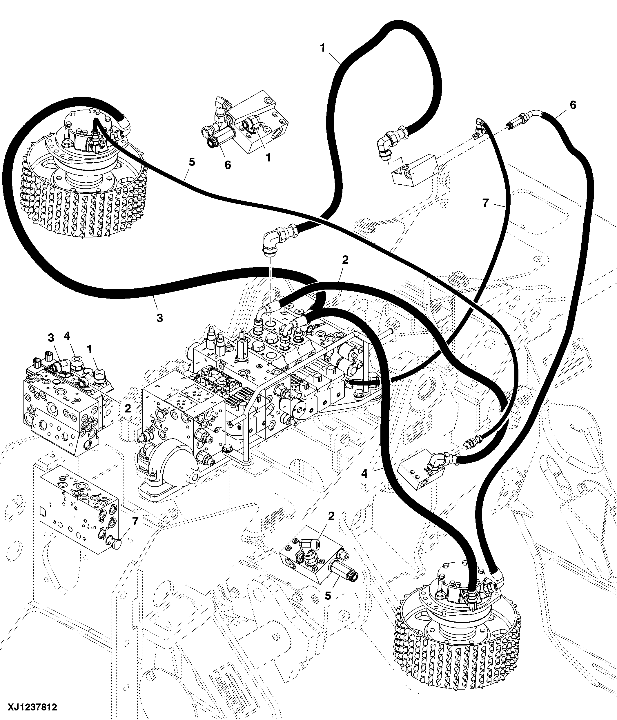 Feed Motor Hoses, Single-stem Configuration Option