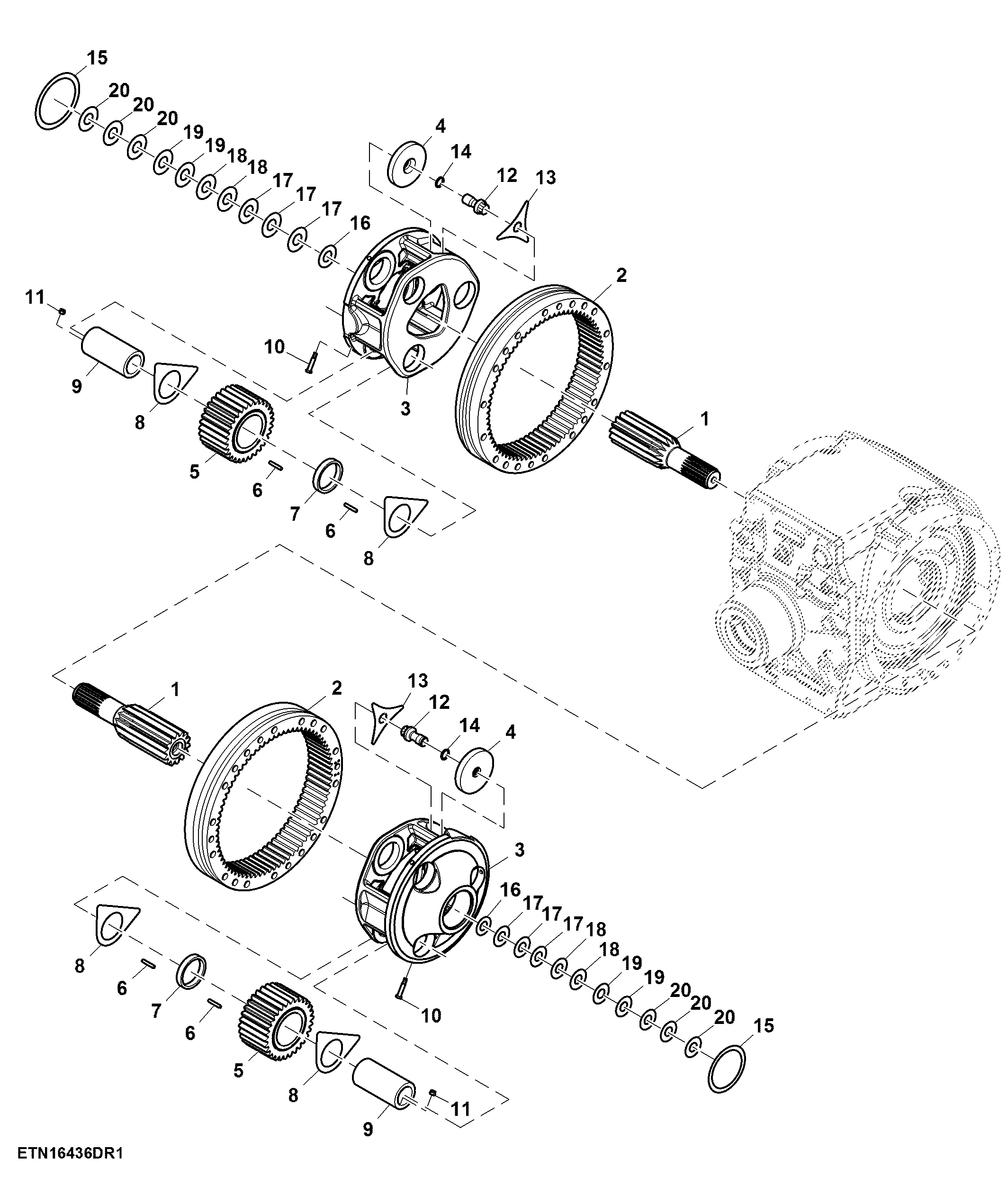 Final Drive, 110 mm Rear Axle, Single Reduction (RH Illustrated)