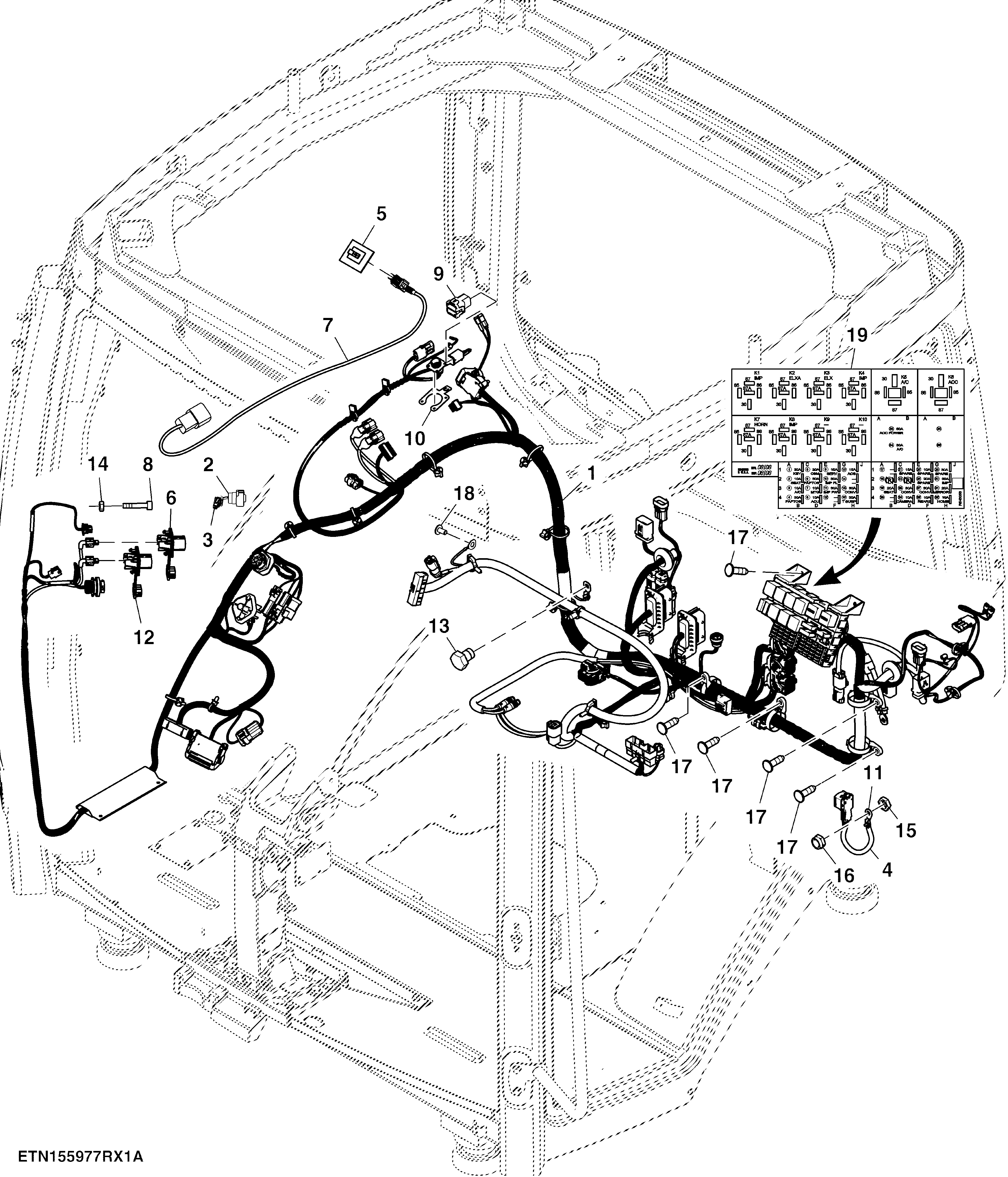 Cab Wiring Harness, Generation 4 CommandCenter™ 4600 Processor (1/4) (056000 - )