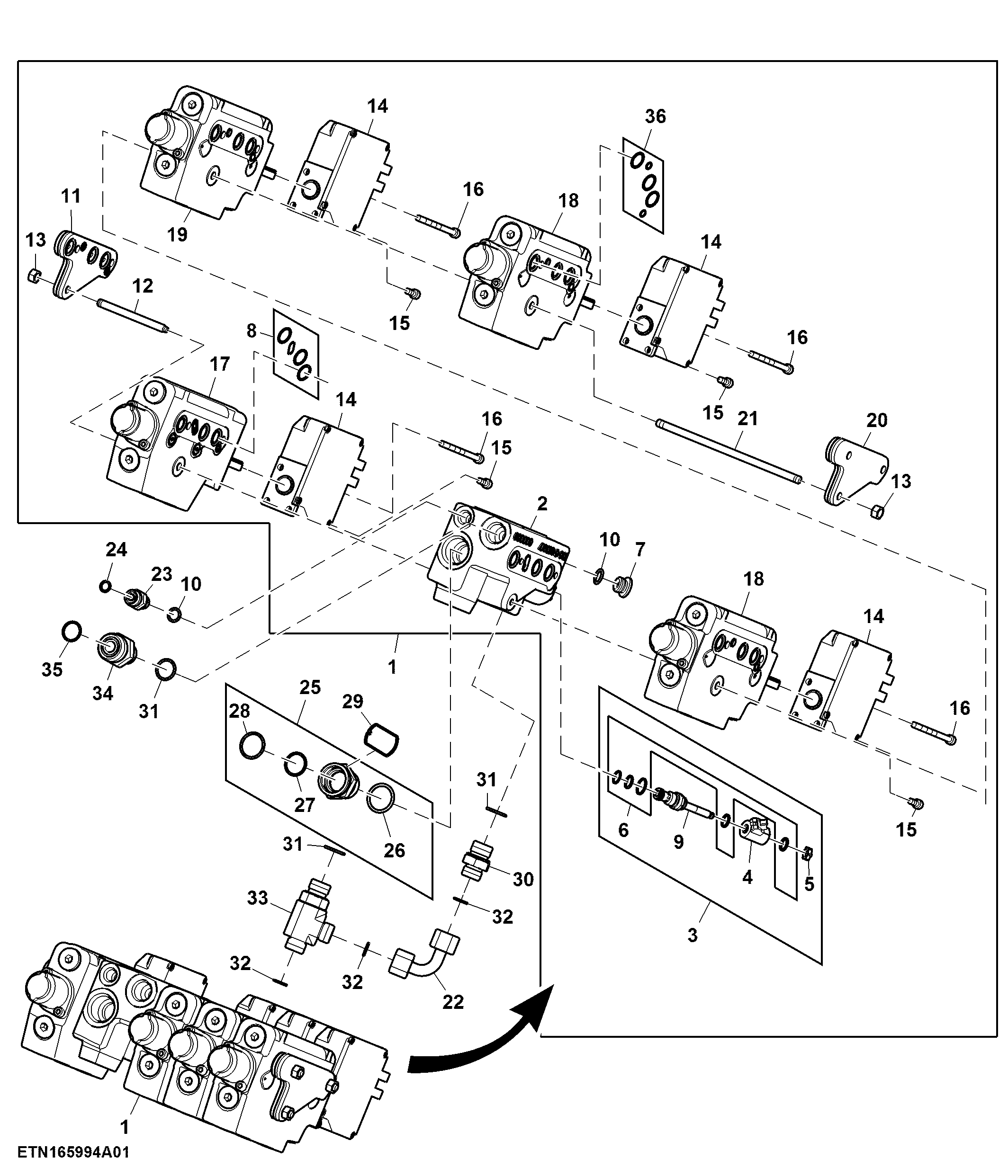 Electrical Midstack SCV, W/ 3 Functions, W/ Front Hitch Control Valve (673929 - 937675)
