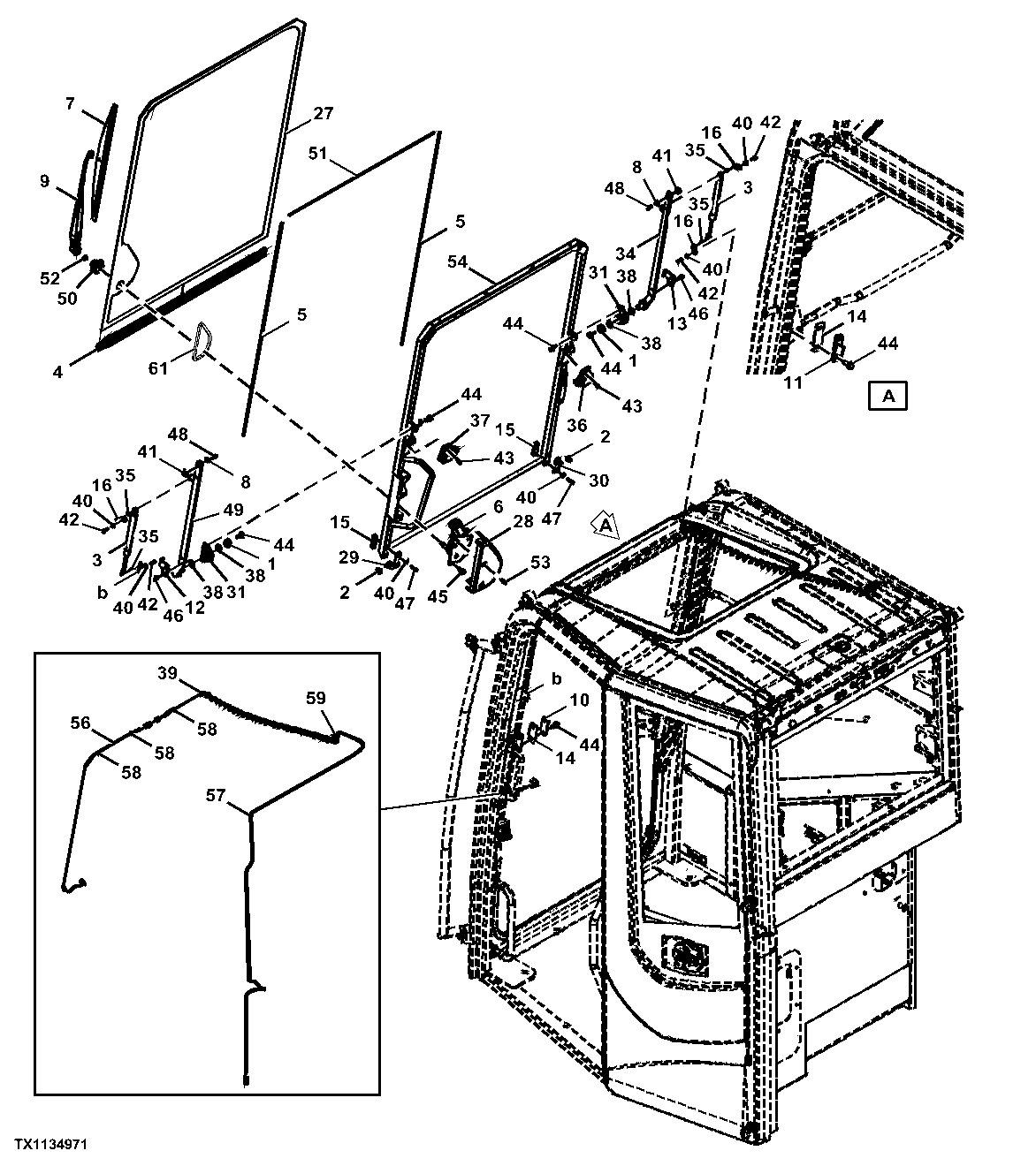 Cab Components (Windshield Assembly and Wiper Arm)