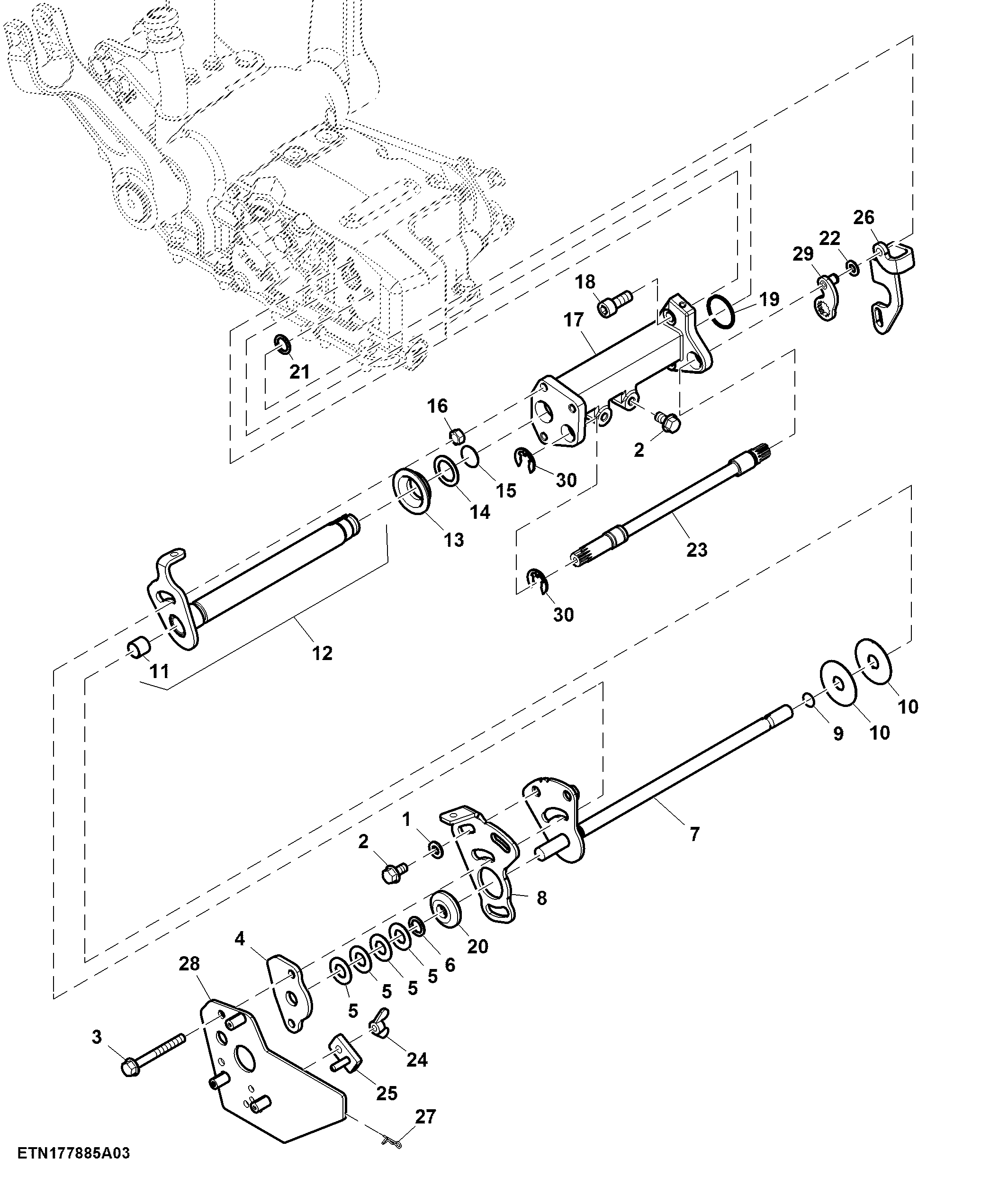 Rockshaft Control Lever, W/ SyncShuttle™, Cab