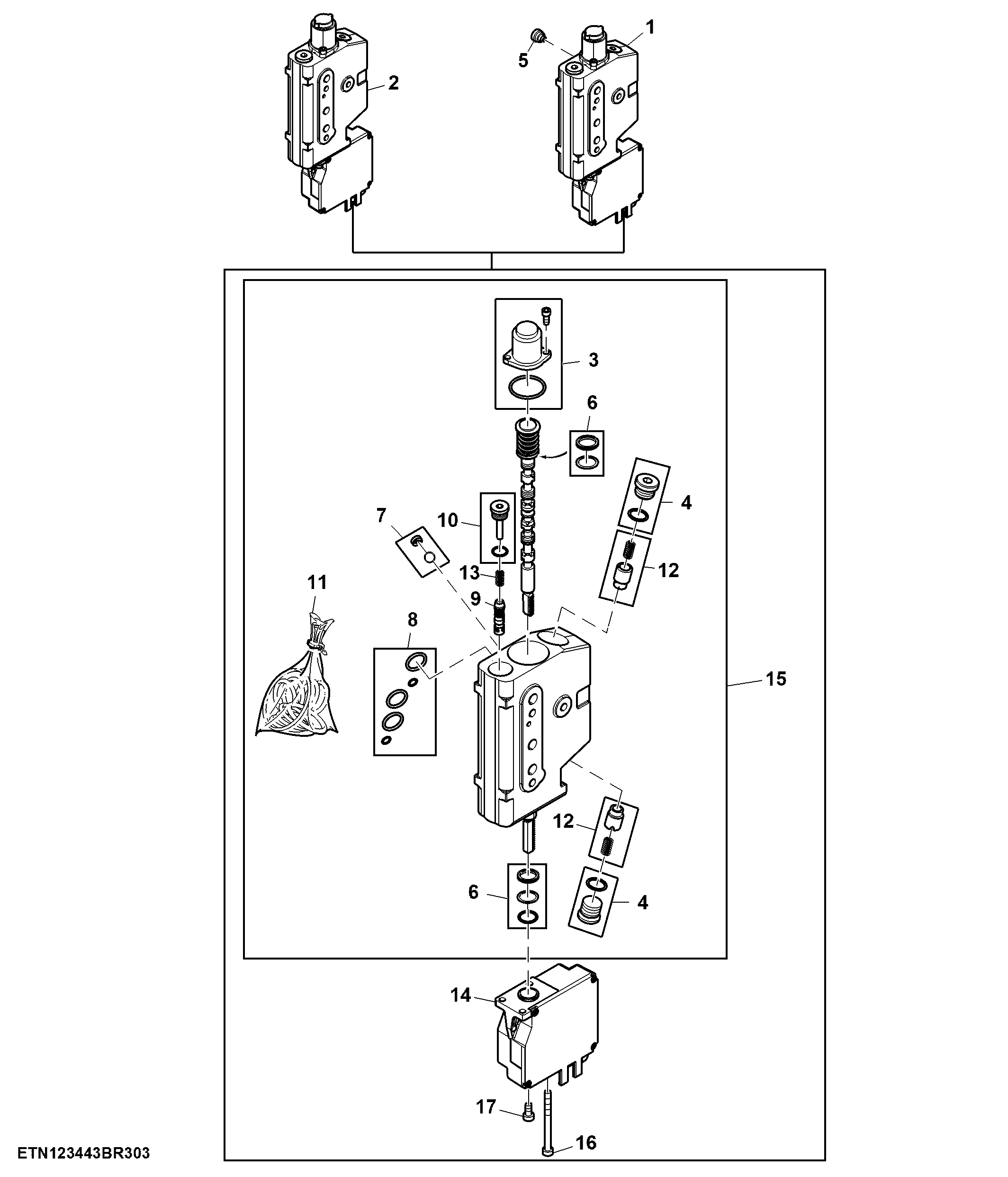 Electrical SCV, Front Hitch, 2 Functions (673929 - 937675)
