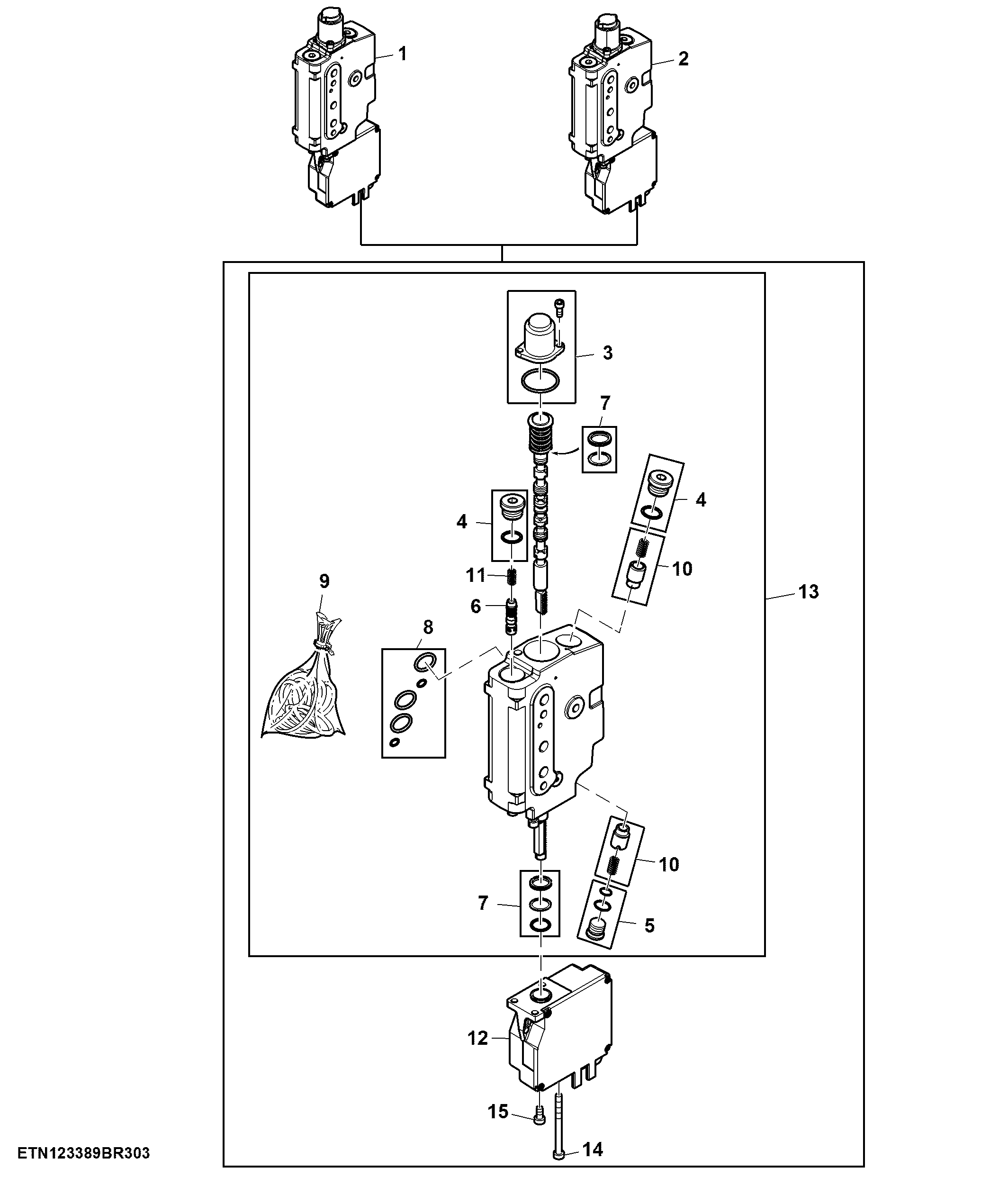 Electrical SCV, Front Loader, 3 Functions (673929 - 937675)