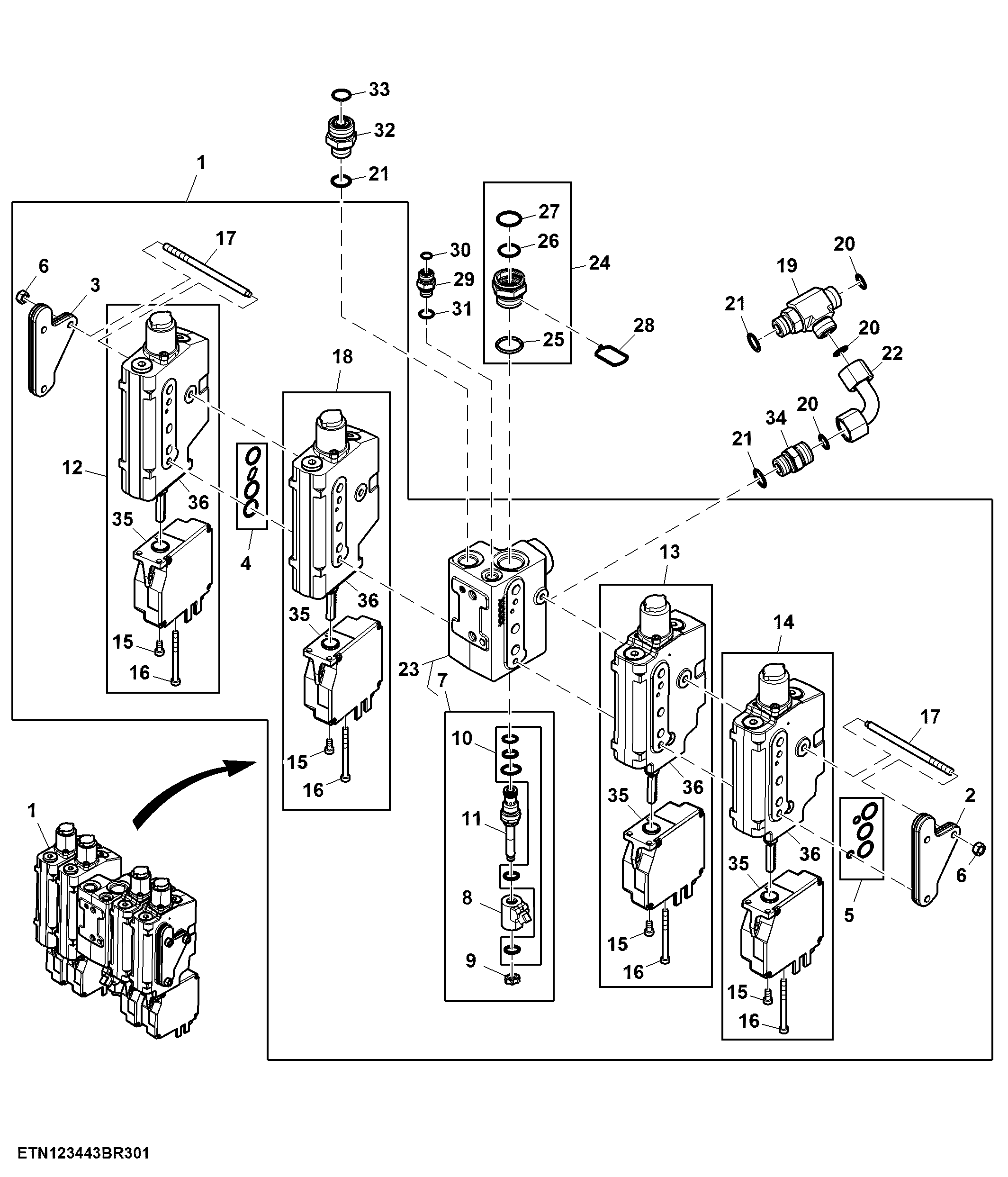 Electrical Midstack SCV, W/ 2 Functions, W/ Front Hitch Control Valve (673929 - 937675)