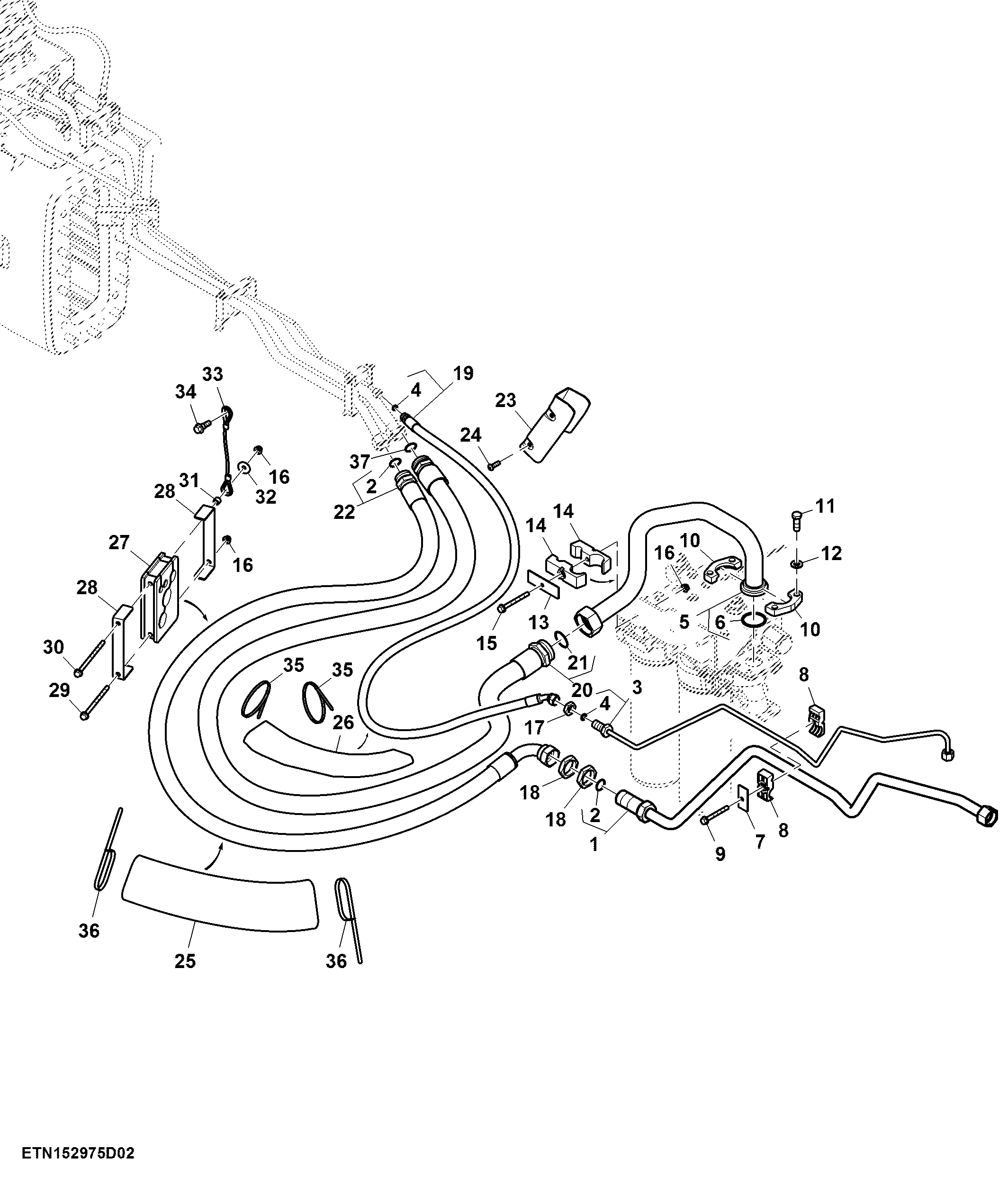 SCV Lines, Standard Flow, Hitch W/ 1/2" Rear Quick Coupler, PST (2/2) ( - 804100)