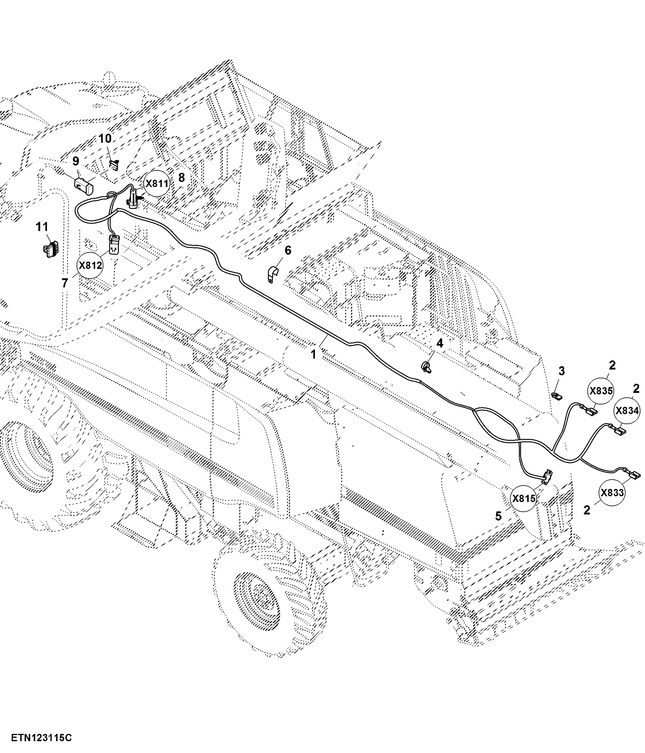Unloading Auger Wiring Harness, 23.5 ft Folding