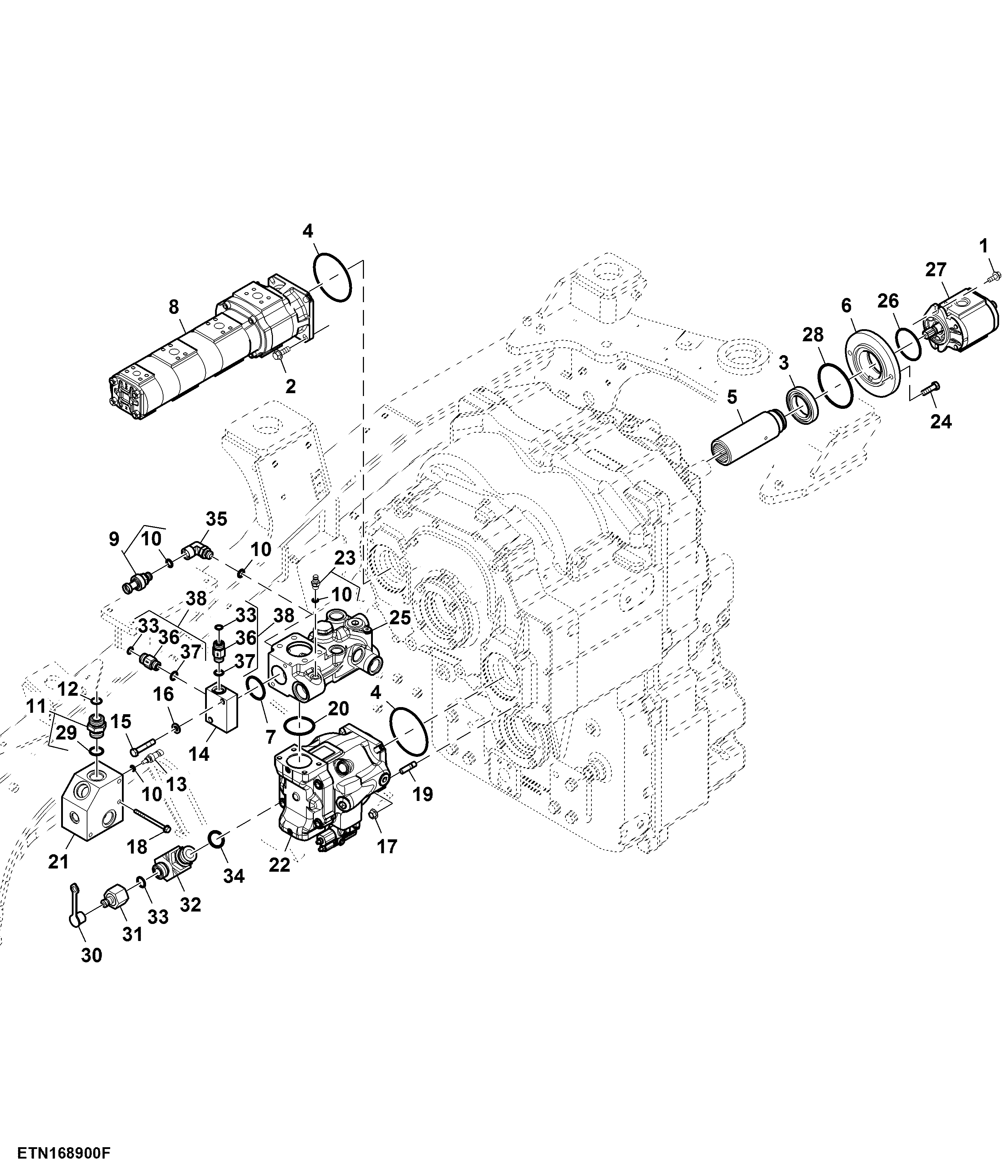 Hydraulic Pump, ACS™, W/O PTO, Double Reduction Axle, Standard Flow Pump