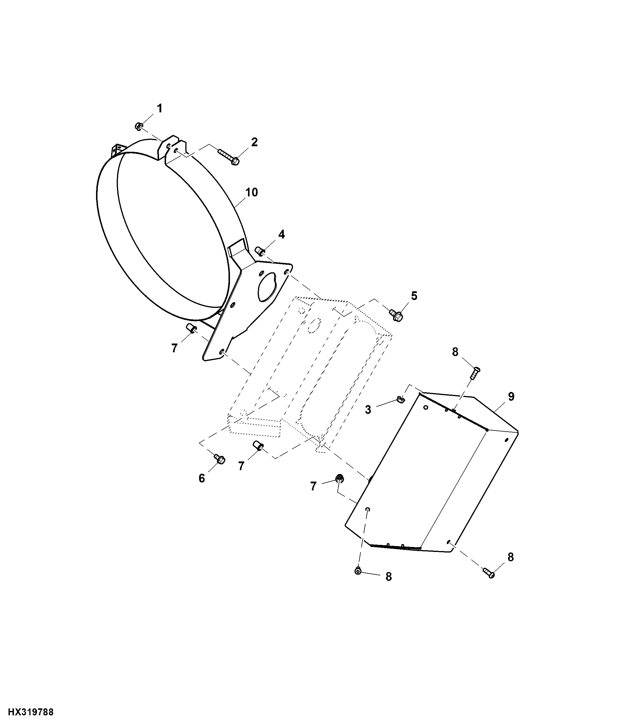 Outer Unloading Auger Light and Camera Bracket