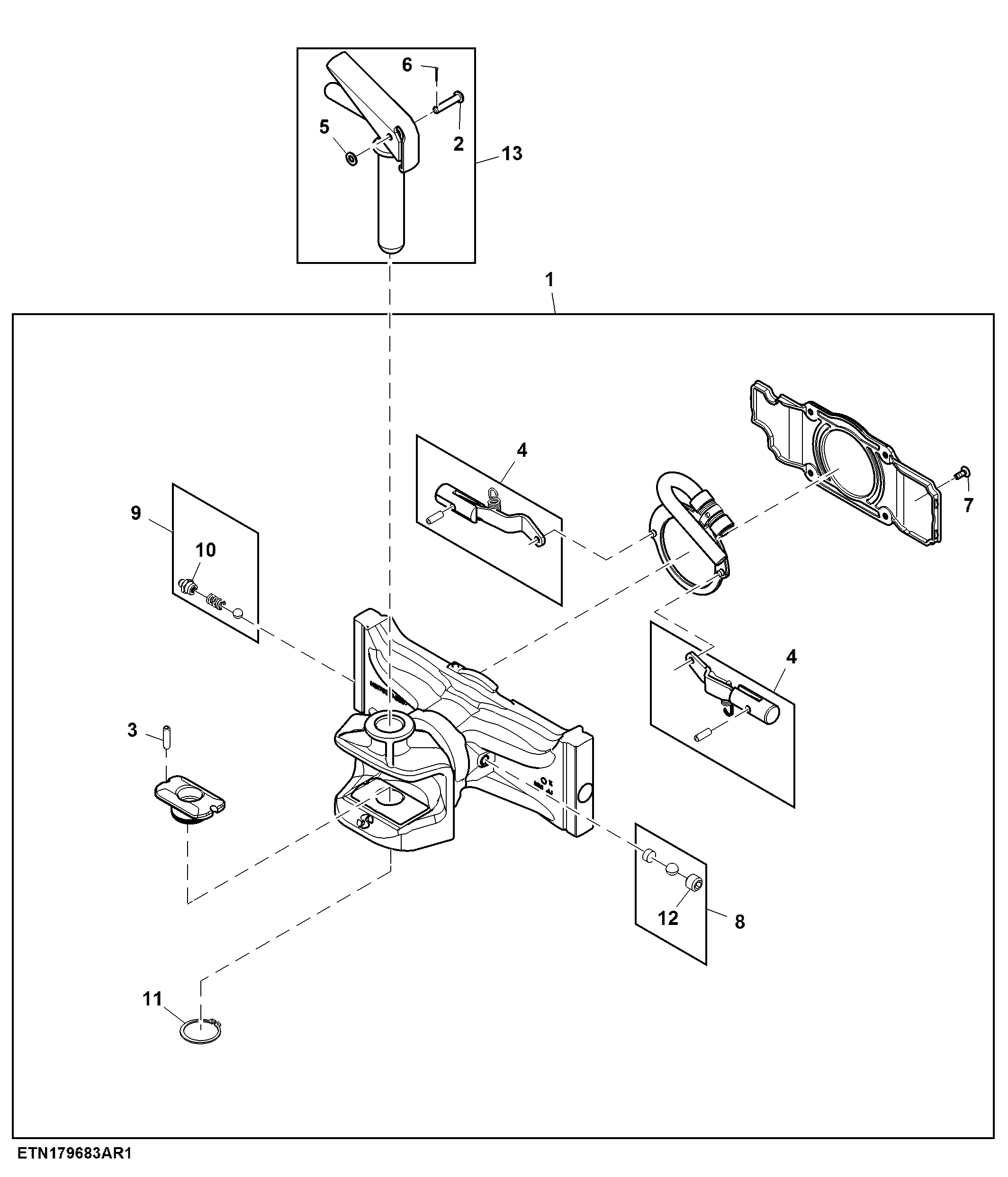 Wagon Hitch Coupling, Manual, 3-in-1 Wagon Hitch Rails (058001 - )