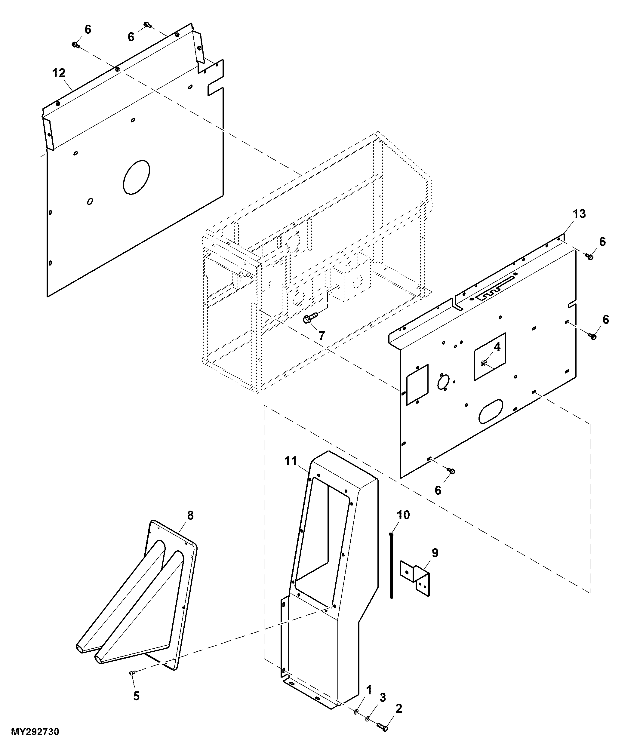 Control Levers and Instrument Panel Frame (020206 - )
