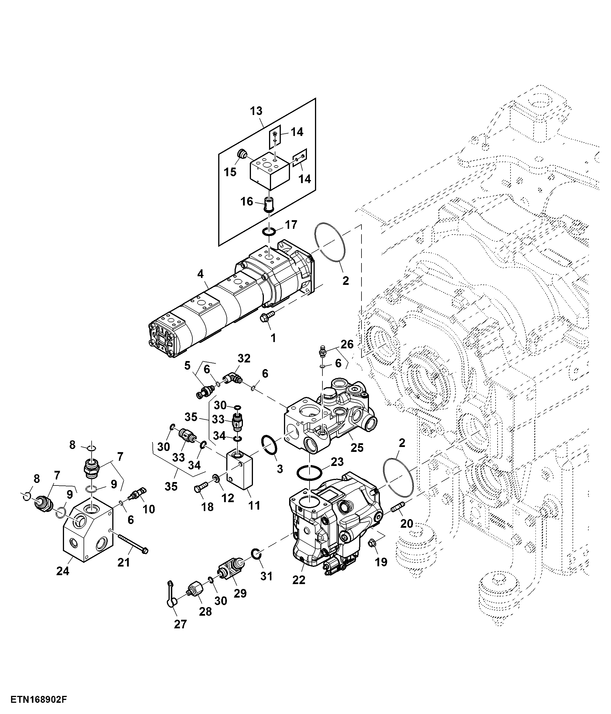 Hydraulic Pump, ACS™, W/ PTO, Standard Flow, Double Reduction Axle (804101 - )