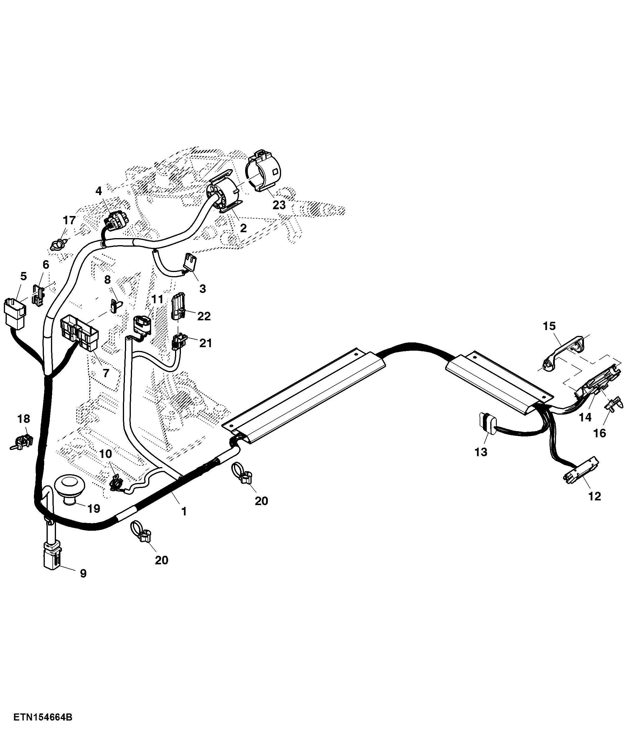 Wiring Harness, Front Control Support, W/ Backup Pump, ACS™ or Tracks (120000 - )