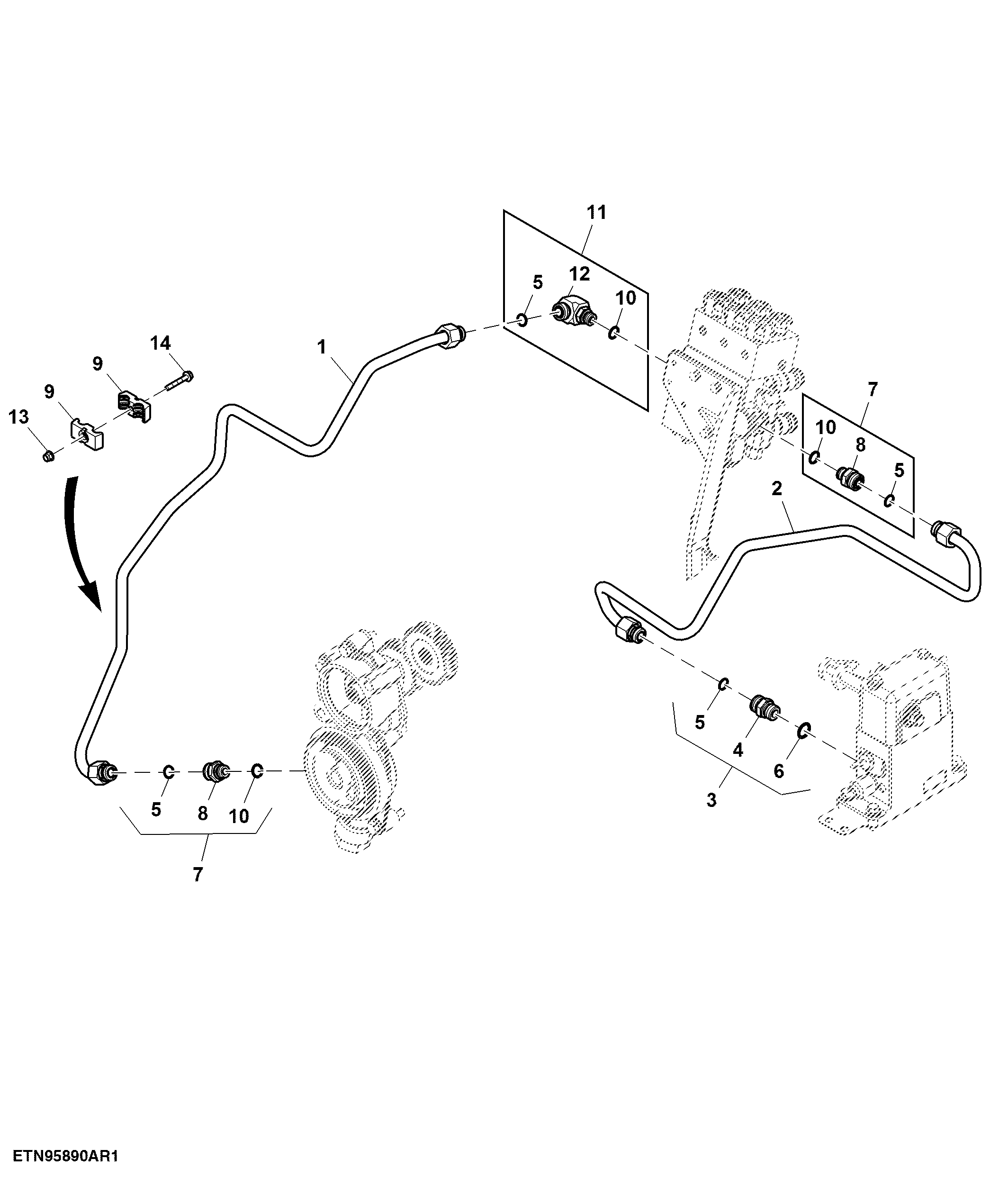 Oil Line, Rear Selective Control Valve, W/O Mid SCV