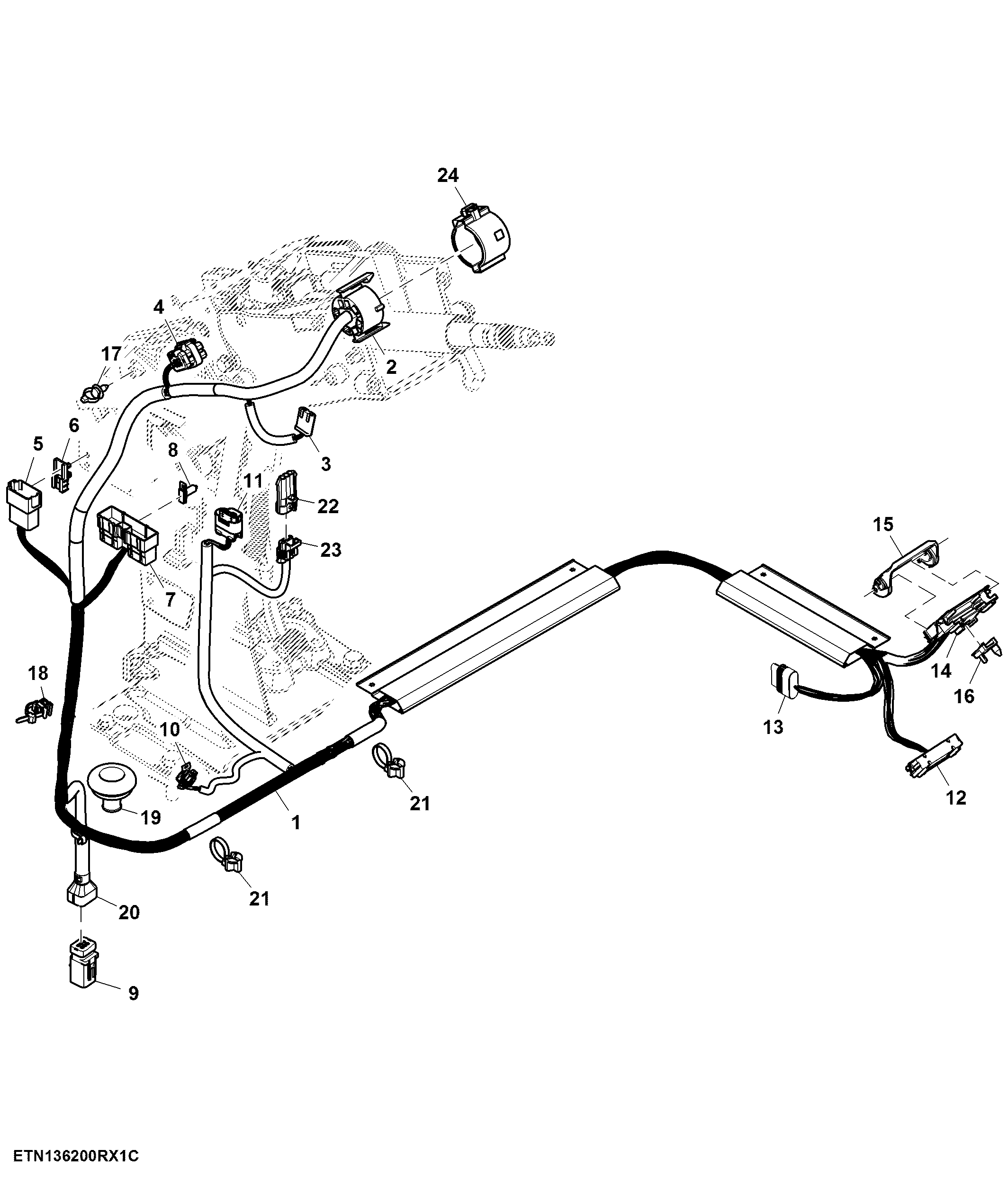 Wiring Harness, Front Control Support, W/ Backup Pump (056000 - )