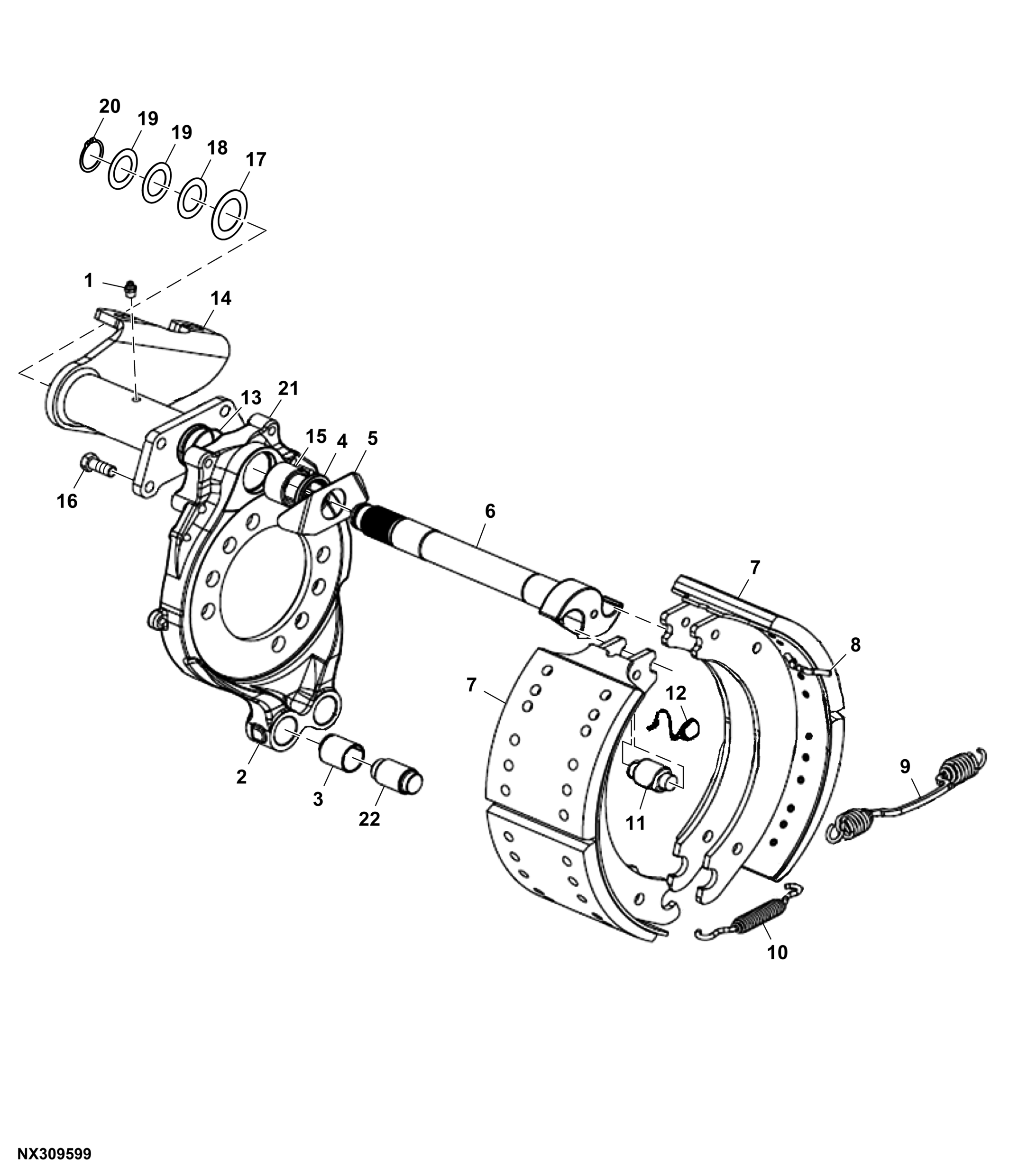 Brake Shoe and Spider, Front Axle ( - 218000)