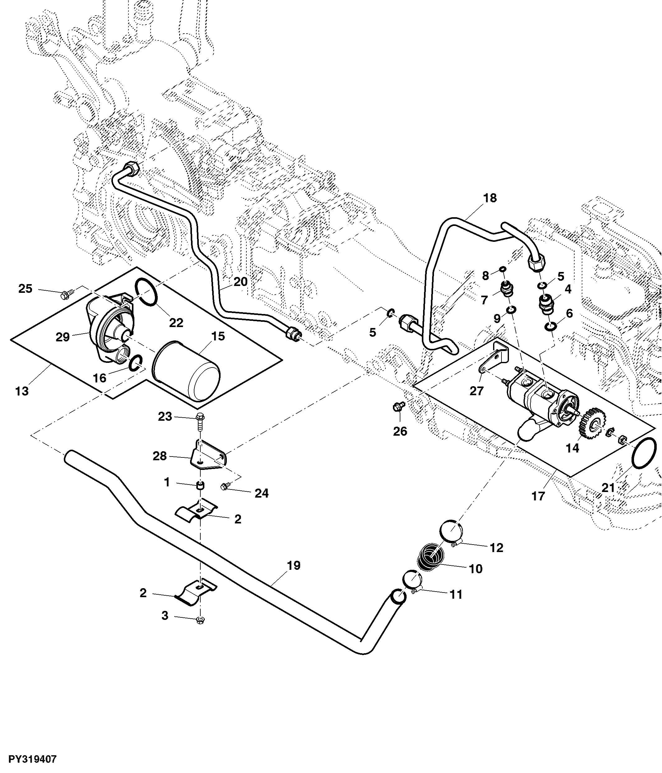 Hydraulic Suction Line And Rockshaft Supply Line