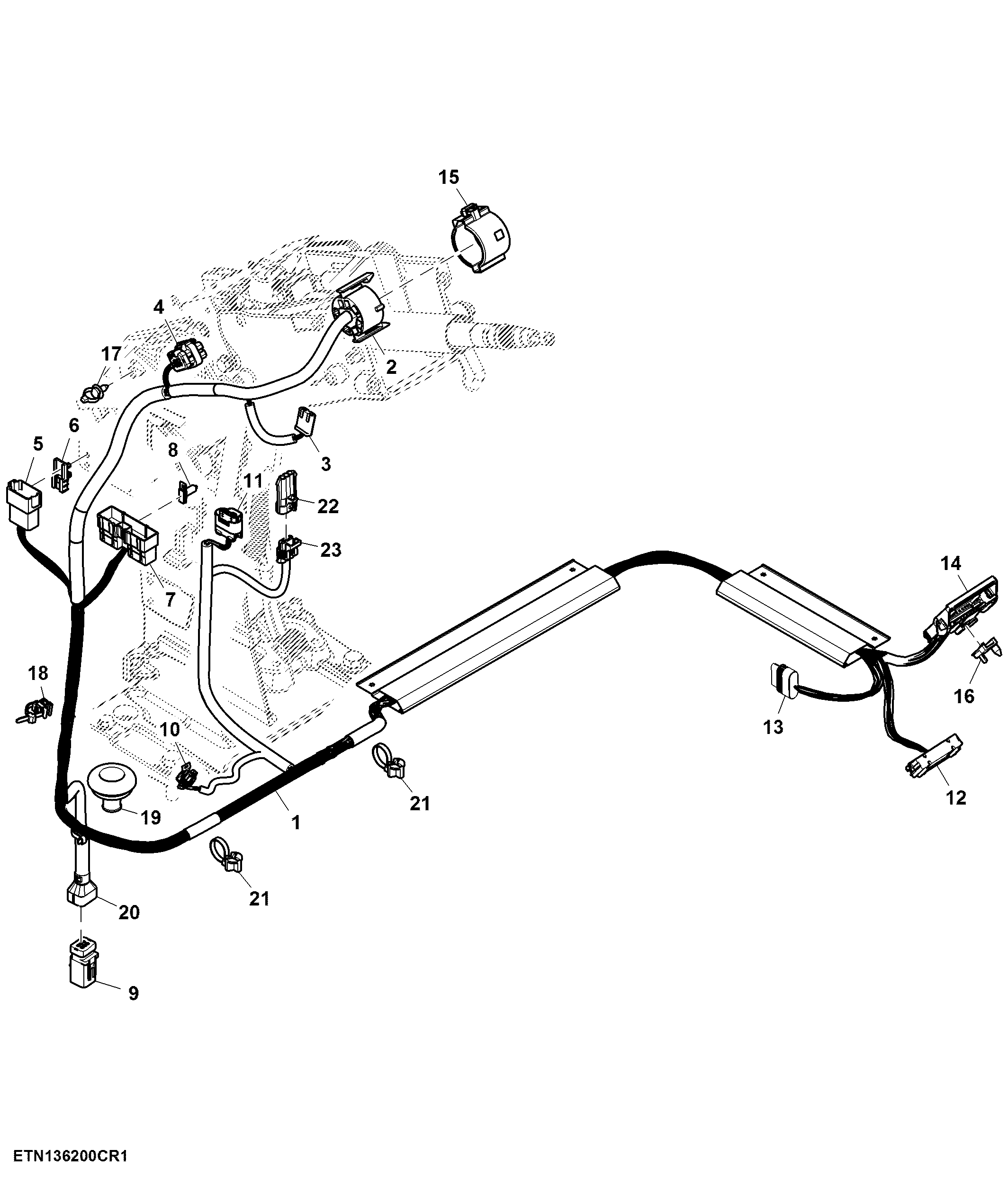 Wiring Harness, Front Control Support, W/ Backup Pump (094000 - )