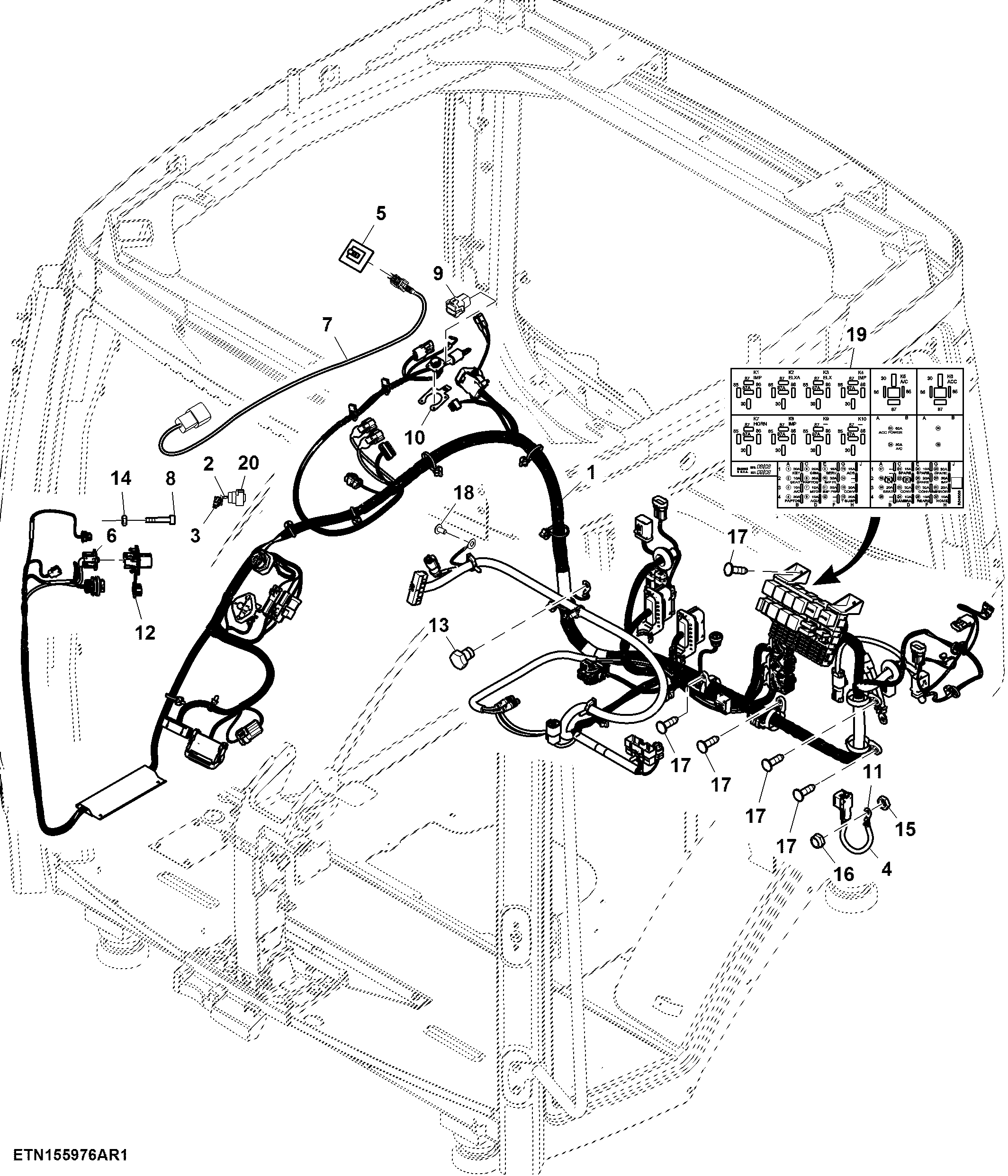 Cab Wiring Harness, Generation 4 CommandCenter™ 4100 Processor (1/5) (094000 - )