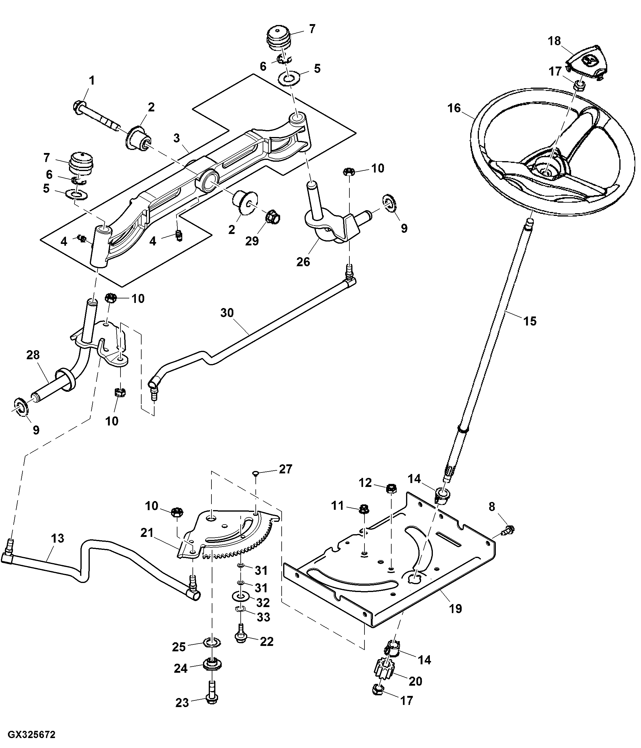 Steering Wheel, Gears, Linkage And Front Axle (700001 - )