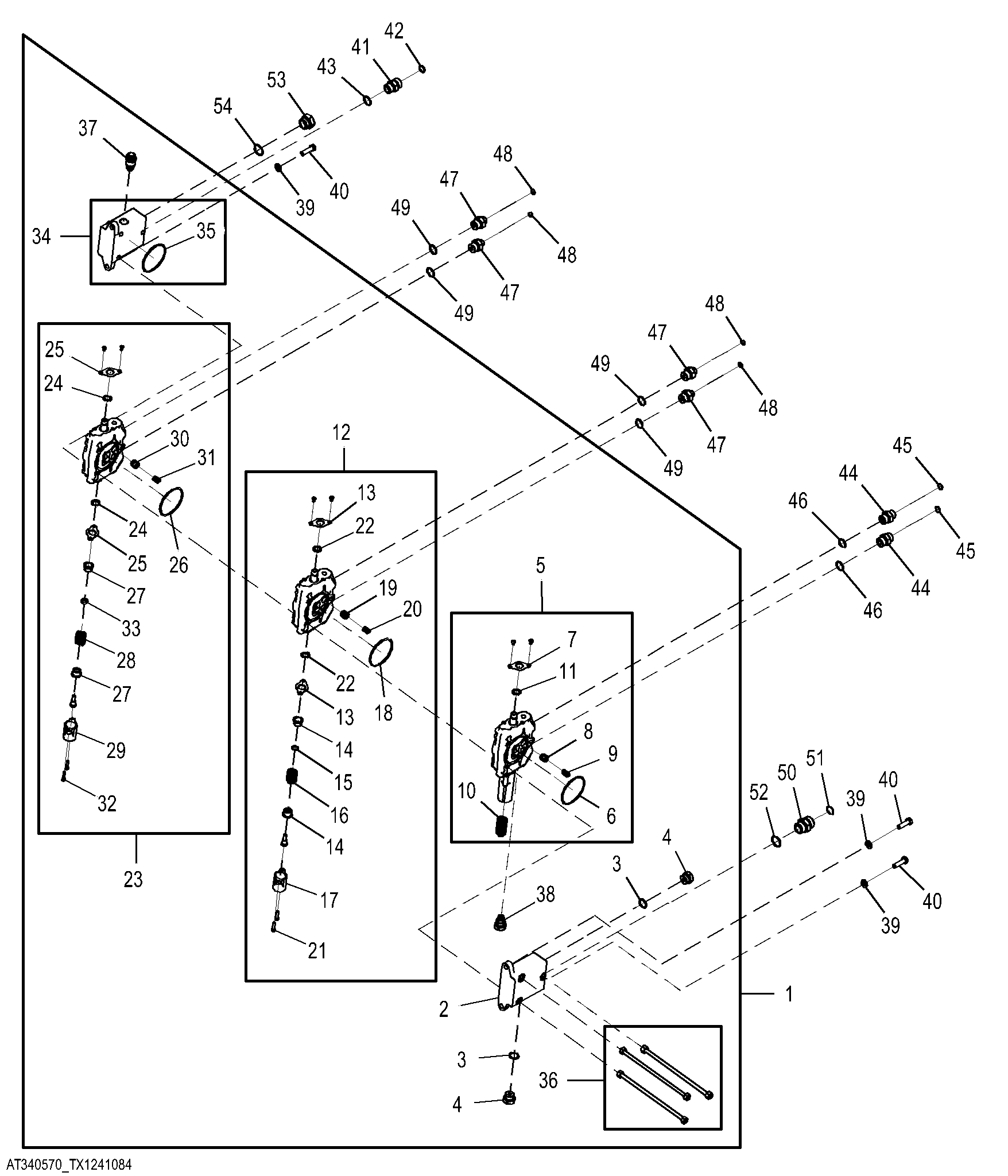 Hydraulic Control Valve Components, Three Section (Marked AT407657)